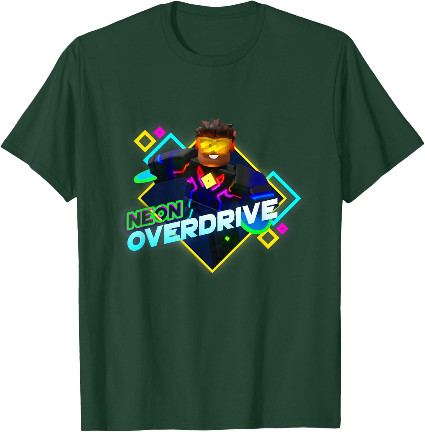 Roblox Black Neon Overdrive Classic Fit - Adult Short Sleeve Cotton and Polyester T-Shirt - T-Shirt | Forest