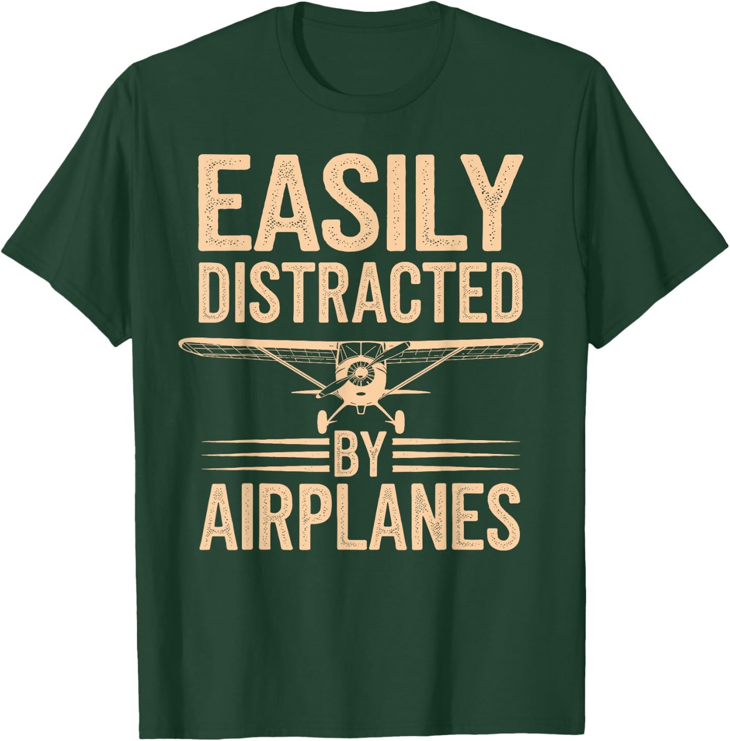 Easily Distracted By Airplanes Funny Pilot T-Shirt - T-Shirt | Forest