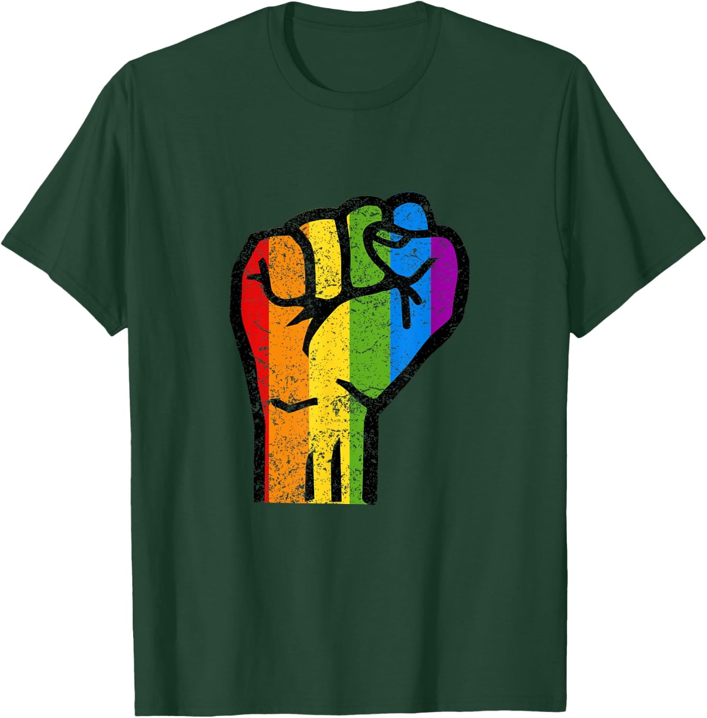 Gay Pride Resist Fist Rainbow Flag LGBTQ T-Shirt - T-Shirt | Forest