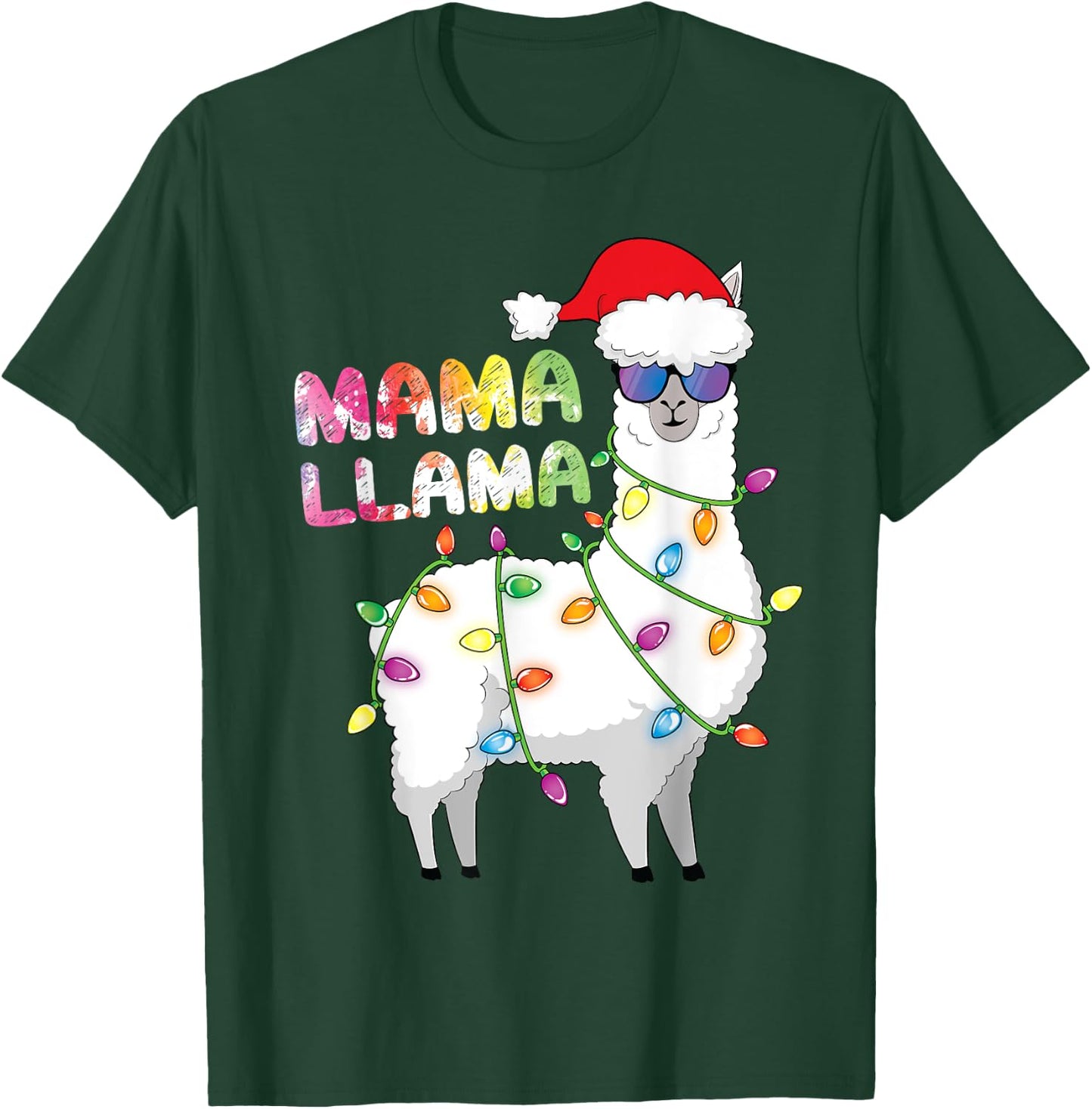 Mama Llama Women Funny Matching Christmas Llama T-Shirt - T-Shirt | Forest