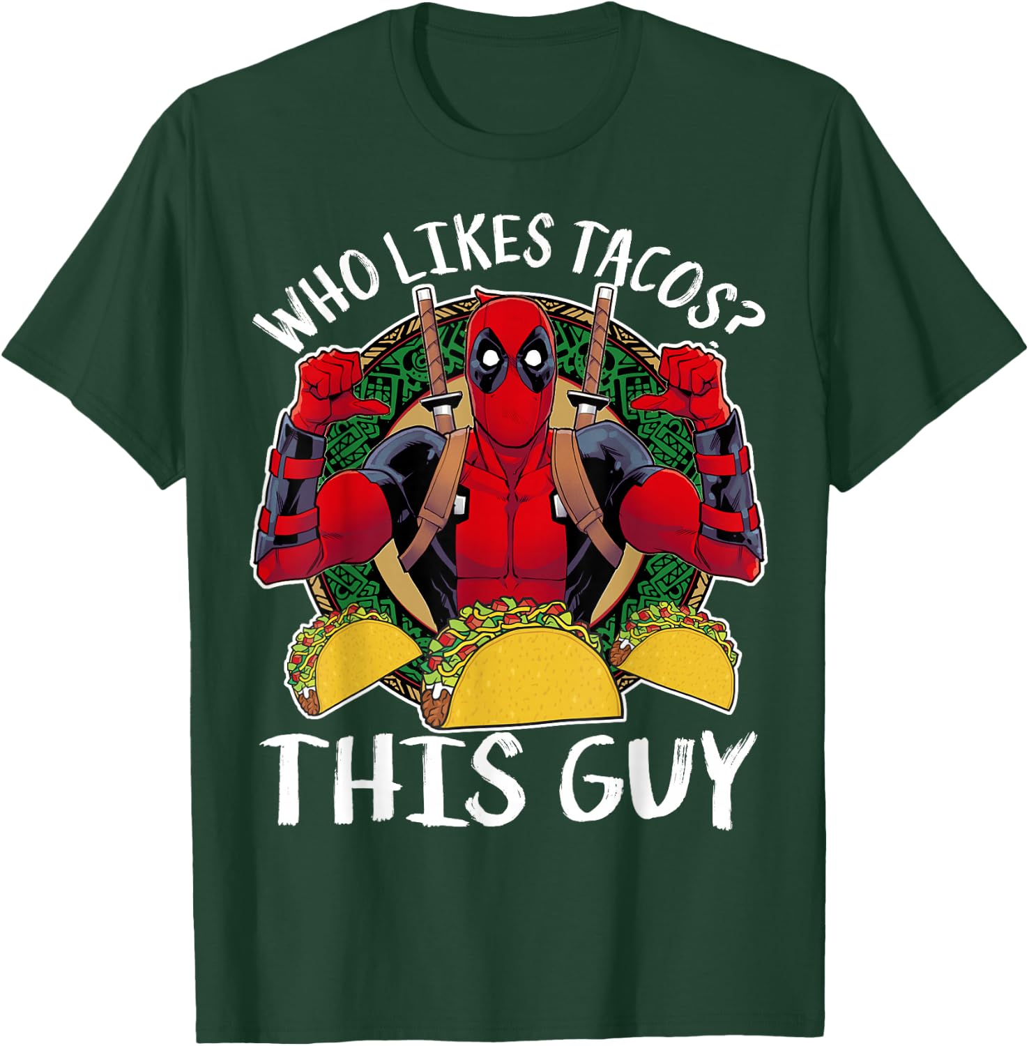 Marvel Deadpool Who Likes Tacos? This Guy Thumbs T-Shirt - T-Shirt | Forest