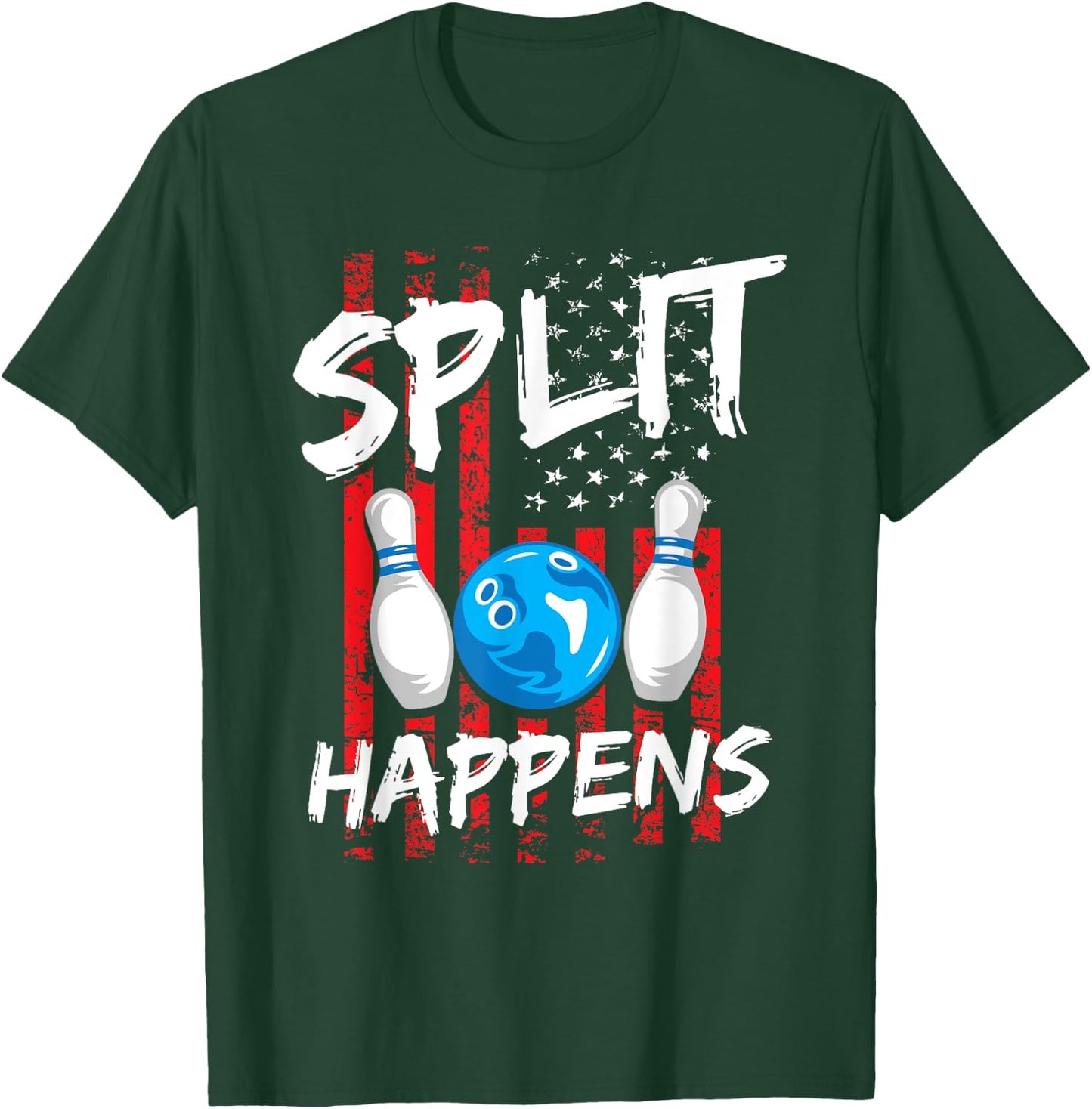Split Happens - Bowler Men Funny Bowling T-Shirt - T-Shirt | Forest
