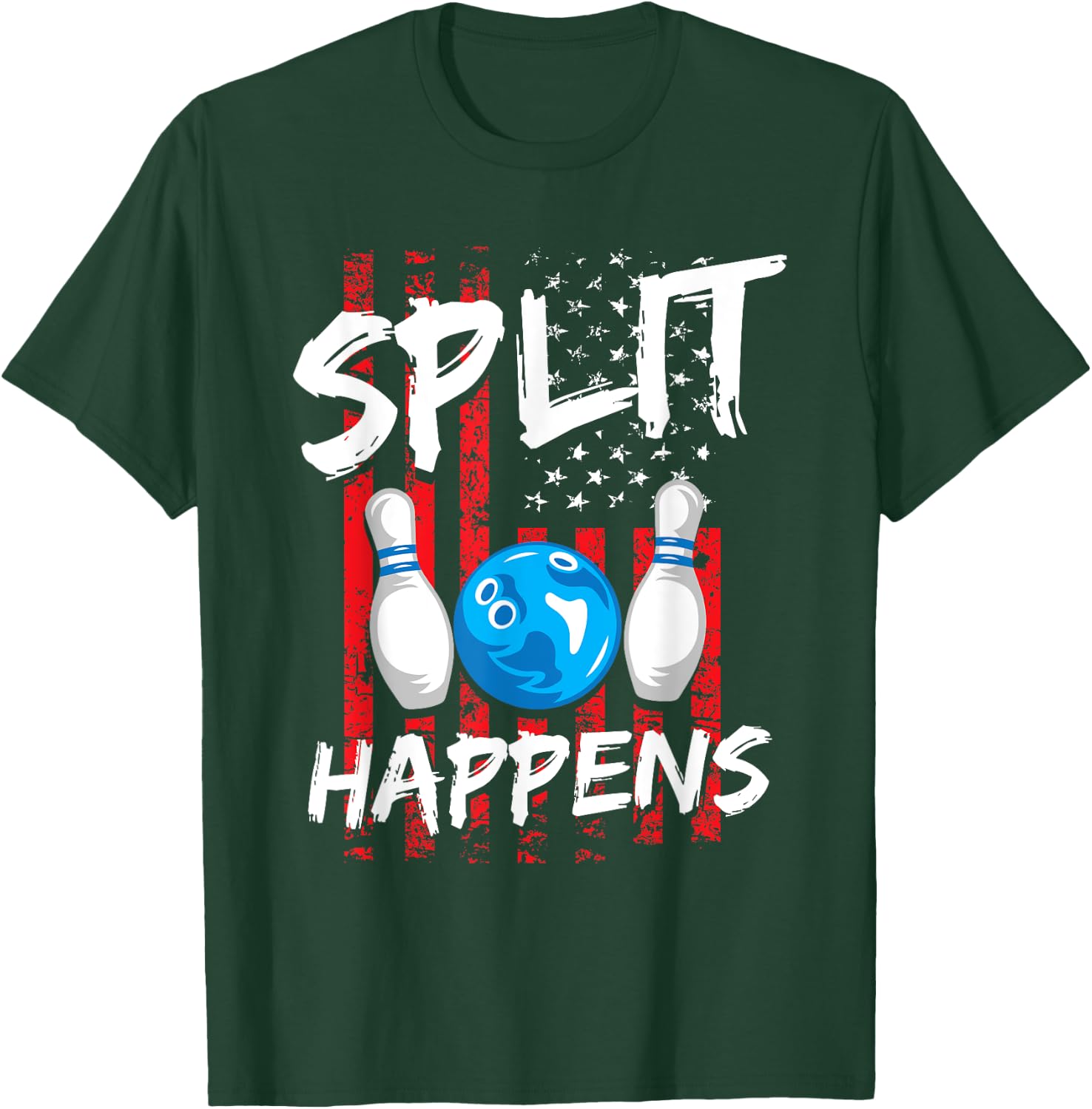 Split Happens - Bowler Men Funny Bowling T-Shirt - T-Shirt | Forest