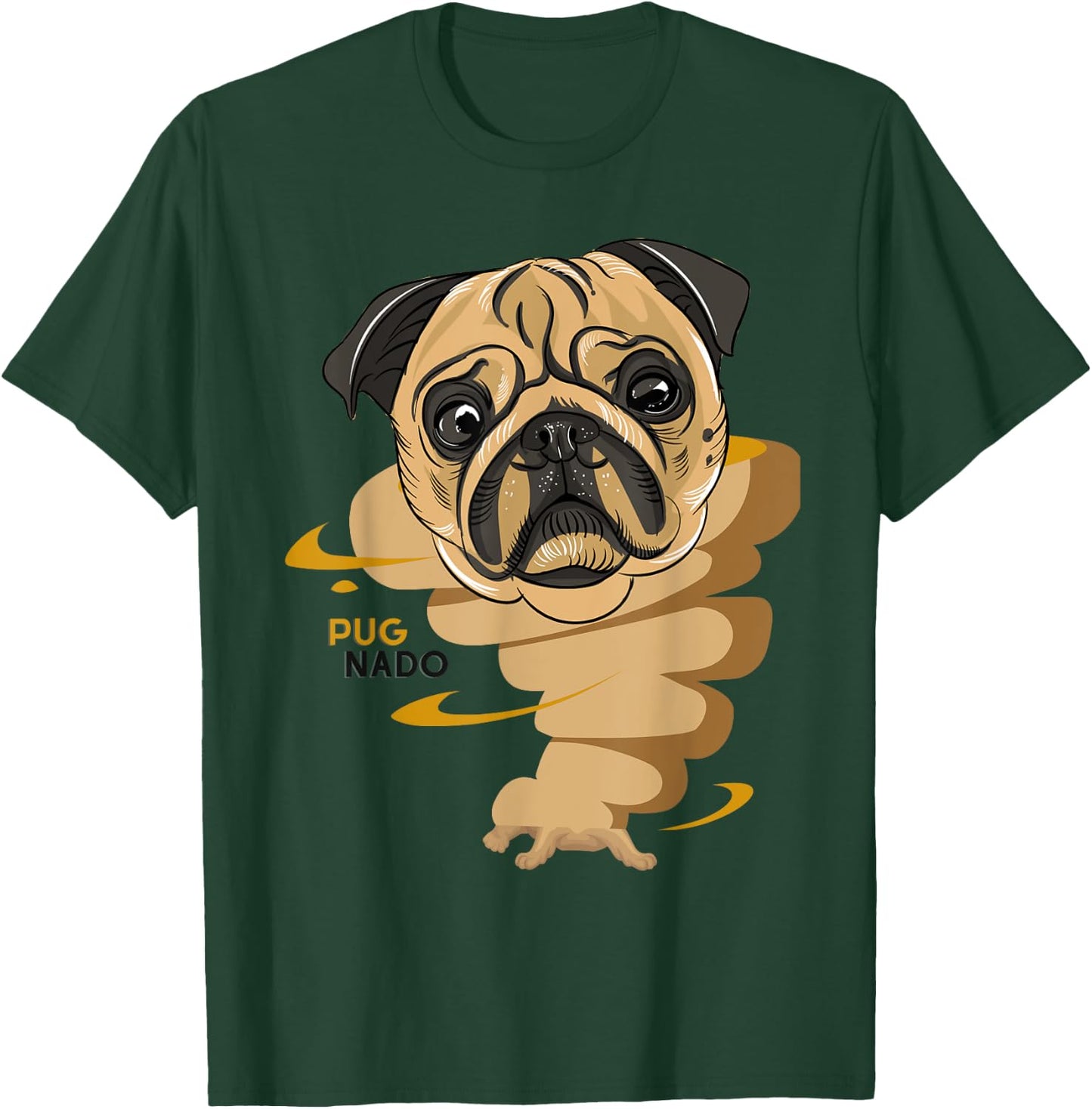 Pugnado | Funny Pug Dog Pugs Animal Lovers Tornado Style T-Shirt - T-Shirt | Forest