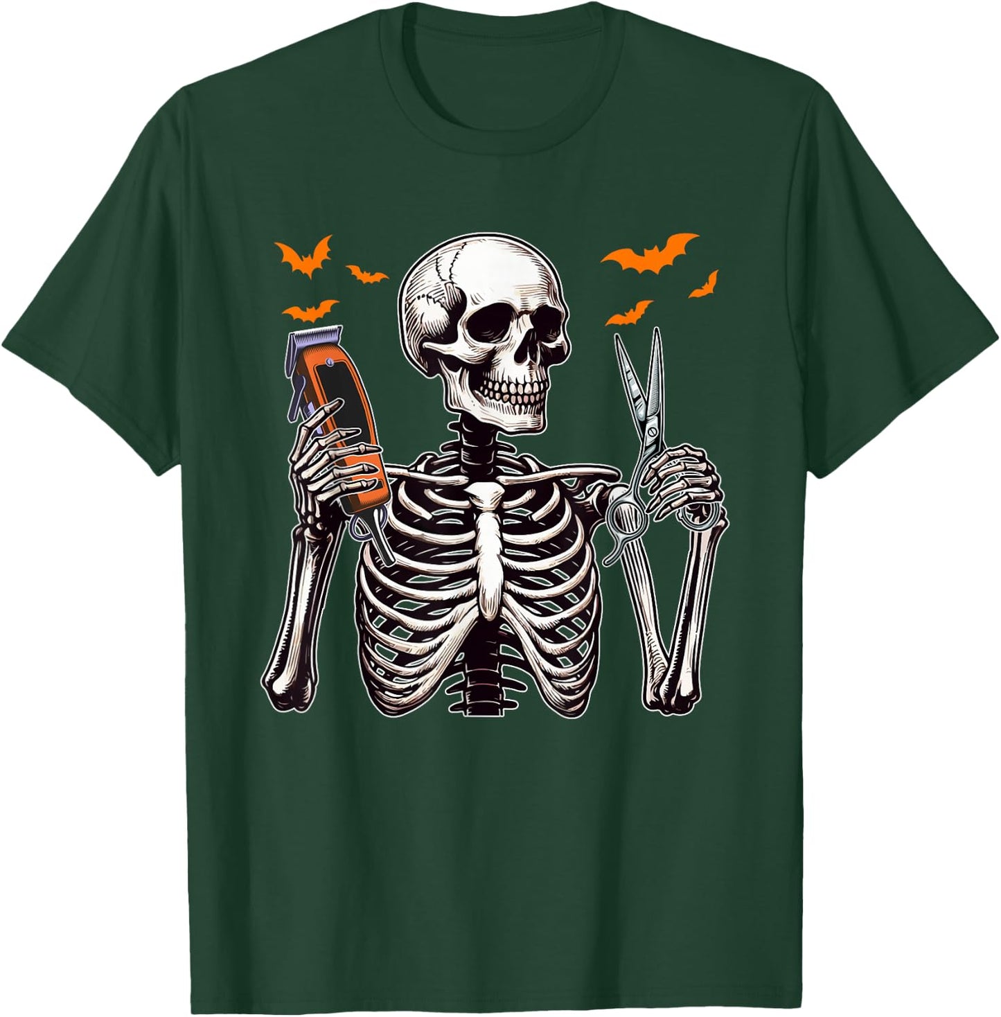 Barber Job Horror Skeleton Halloween Team Costume Parties T-Shirt - T-Shirt | Forest