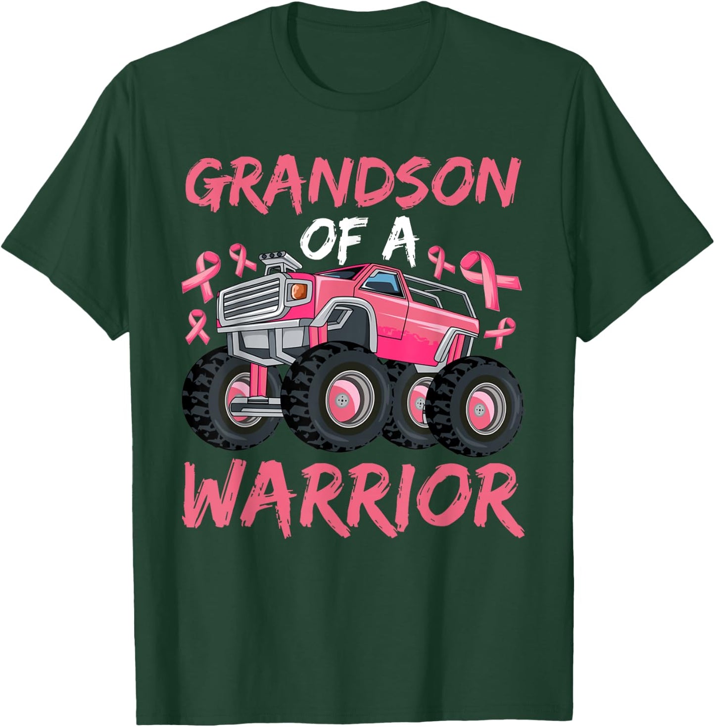 Truck Grandson Of A Warrior Breast Cancer Pink Ribbon T-Shirt - T-Shirt | Forest