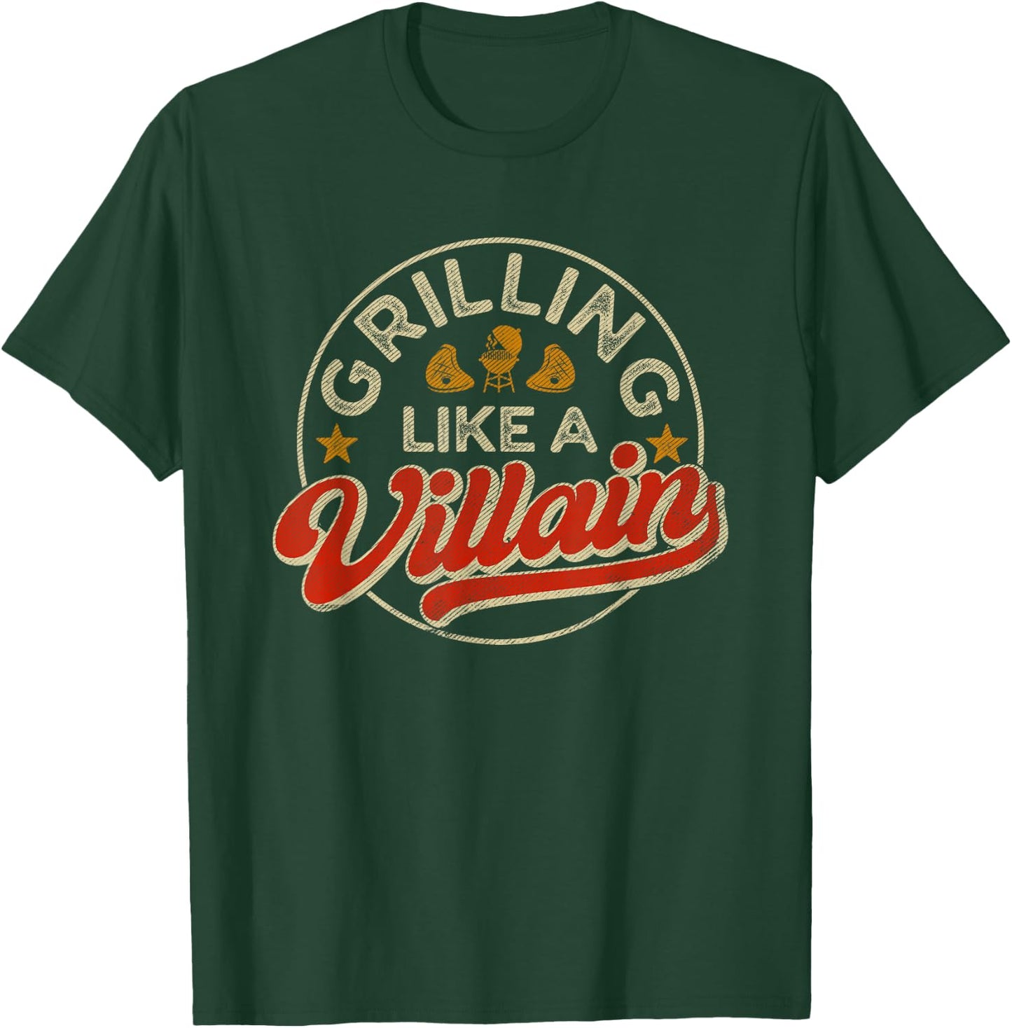 Grilling Like A Villain Funny BBQ Barbecue Griller T-Shirt - T-Shirt | Forest