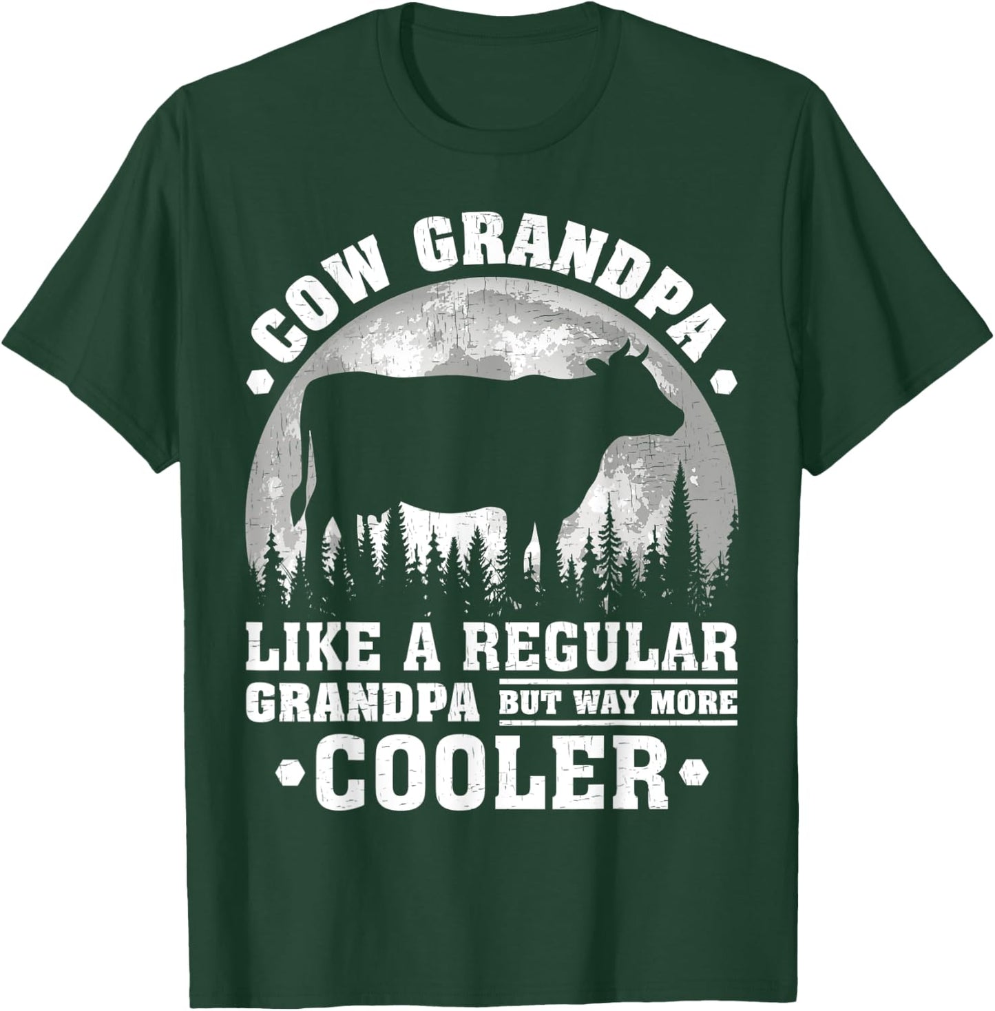 Cow Grandpa Funny Moon Vintage Cow Father's Day T-Shirt - T-Shirt | Forest