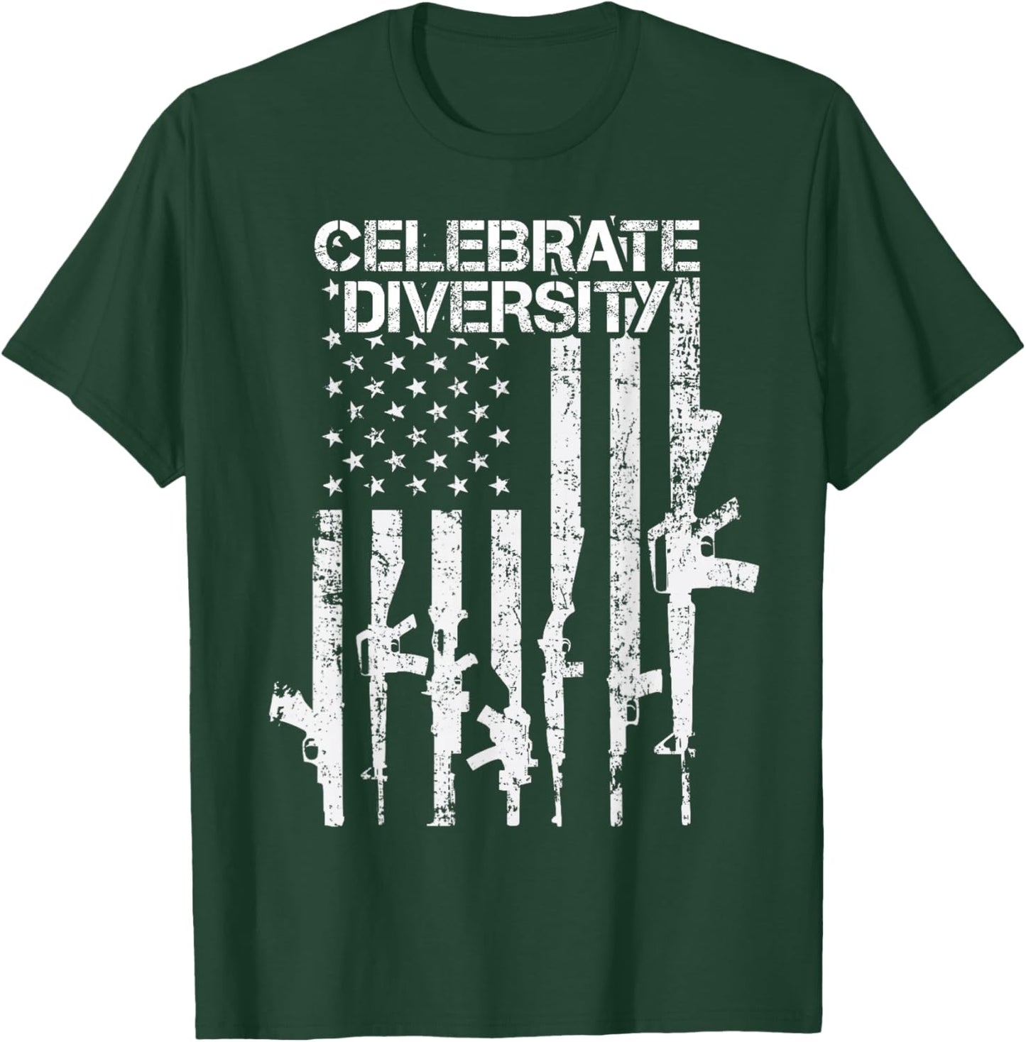 Celebrate Diversity - Funny Guns USA Flag Pro Gun Rights T-Shirt - T-Shirt | Forest