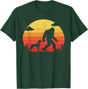 Retro Bigfoot Walking German Shorthaired Pointer Dog T-Shirt - T-Shirt | Forest