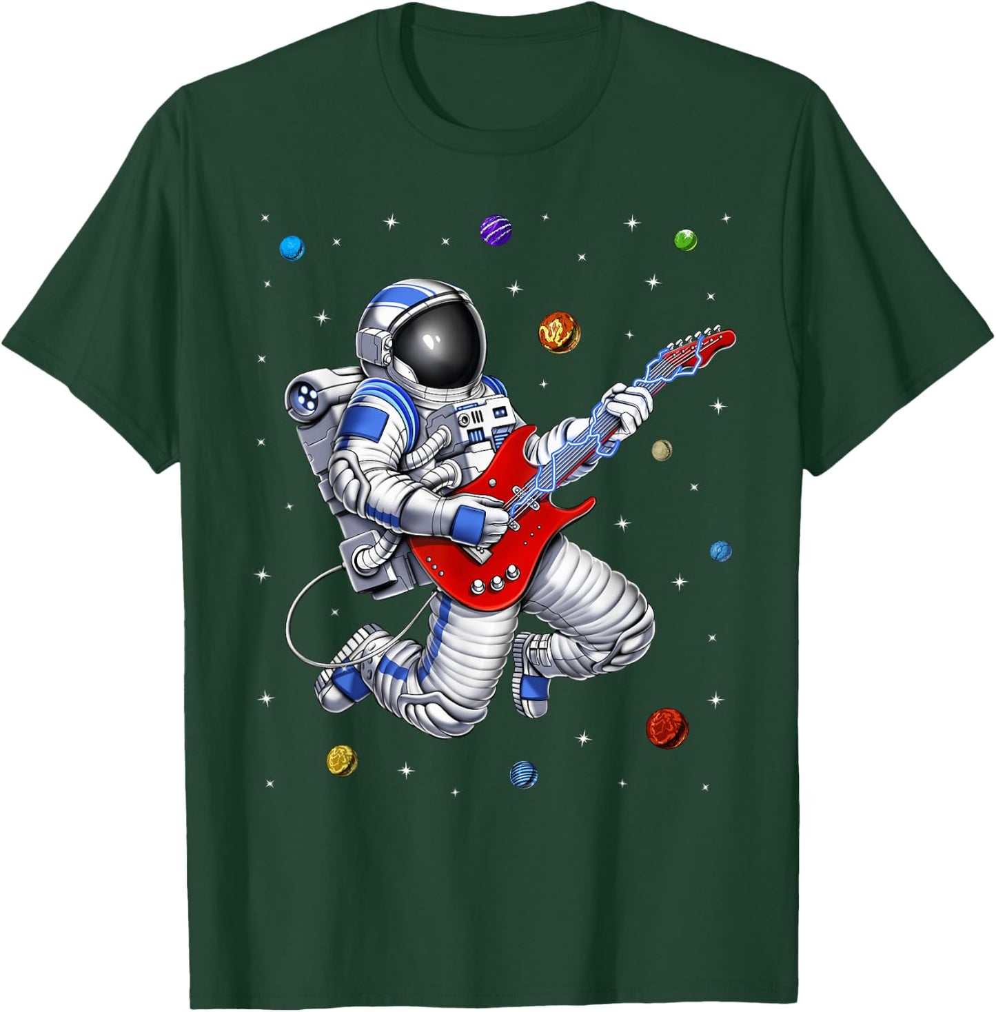 Space Astronaut Playing Electric Guitar Musician Guitarist T-Shirt - T-Shirt | Forest