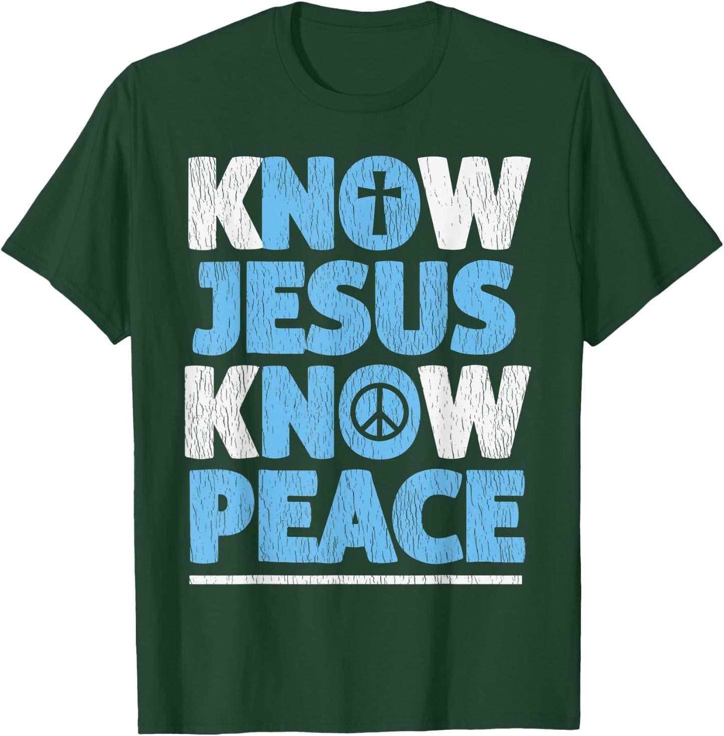 Vintage Know Jesus Know Peace Bible Verse Christian Pajama T-Shirt - T-Shirt | Forest