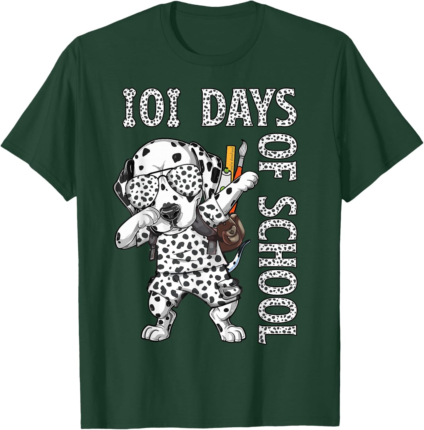 101 Days School Dabbing Dalmatian Dog Teachers Kids T-Shirt - T-Shirt | Forest