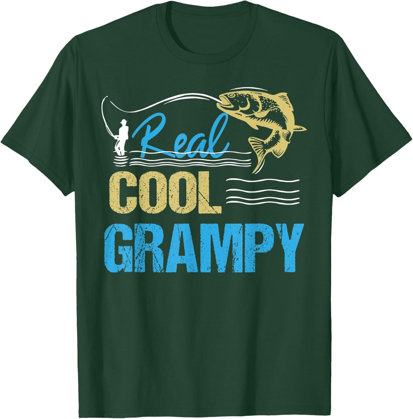 Vintage Reel Cool Grampy Fishing Daddy Grandpa Fathers Day T-Shirt - T-Shirt | Forest