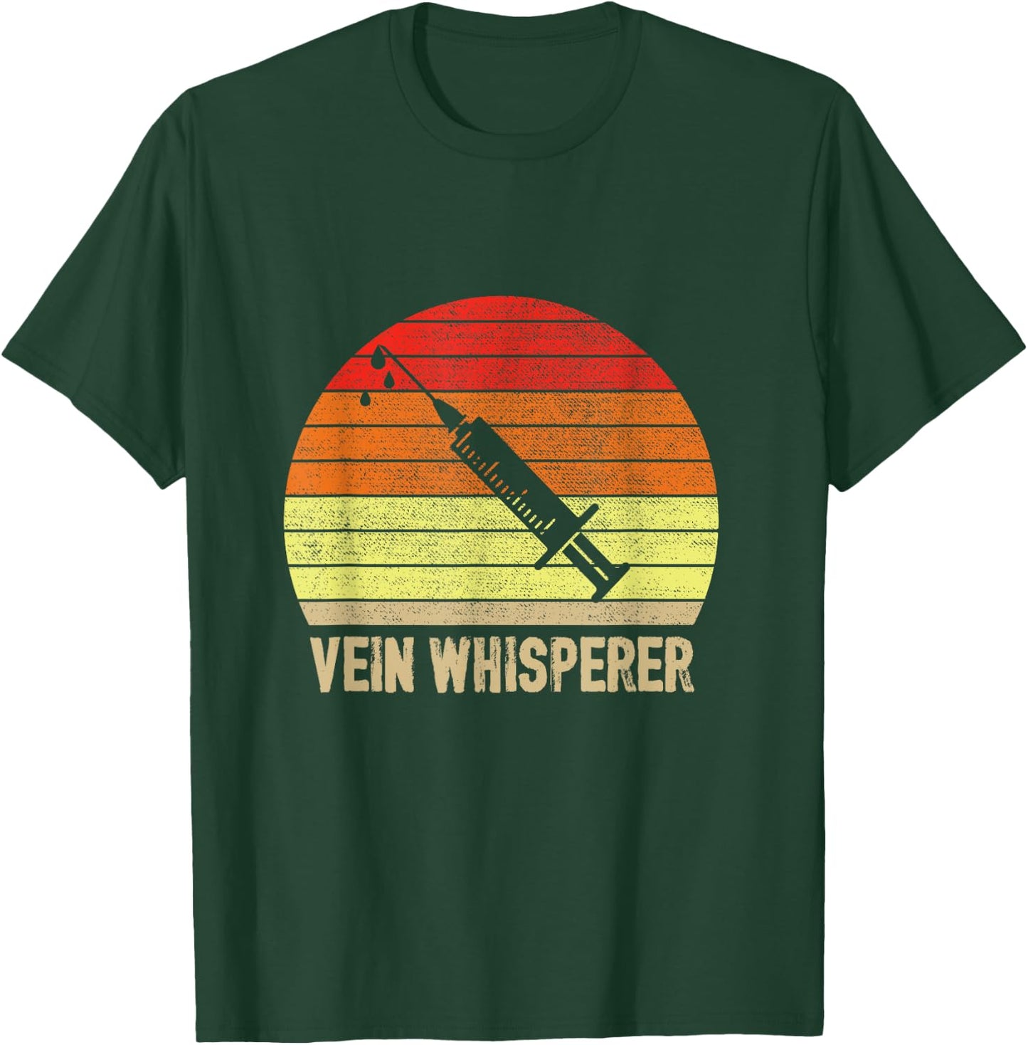 Retro Phlebotomist Vein Whisperer Medical Nurse Phlebotomy T-Shirt - T-Shirt | Forest