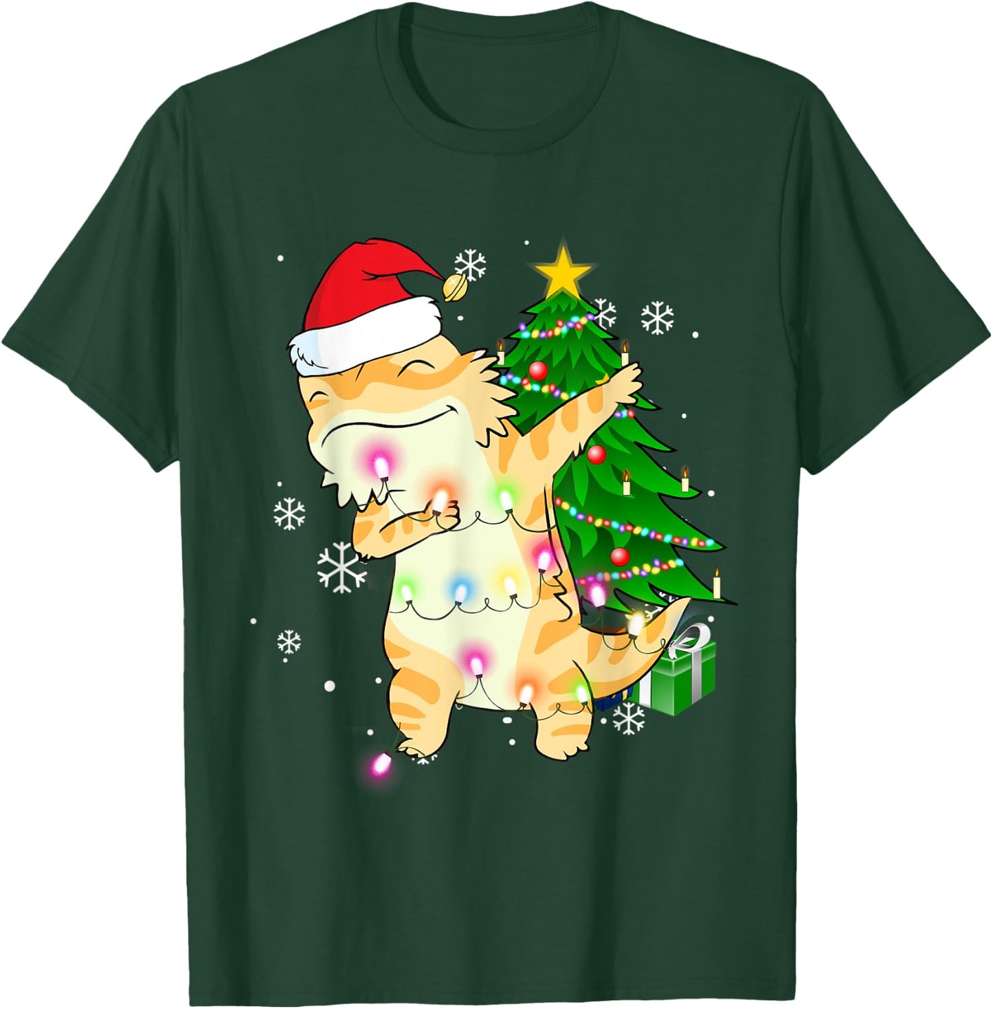 Dabbing Bearded Dragon Christmas Costume Cute Youth Kids T-Shirt - T-Shirt | Forest