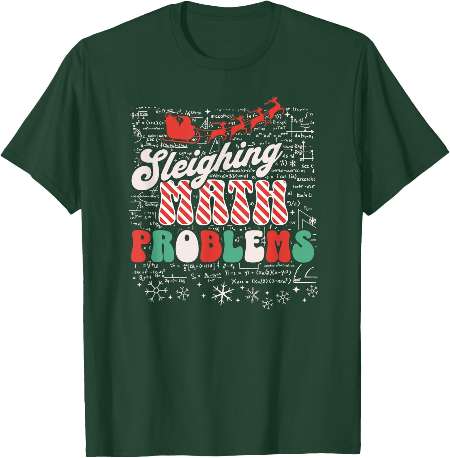 Sleighing Math Problems - Funny Christmas Math Teacher Santa Women T-Shirt - T-Shirt | Forest