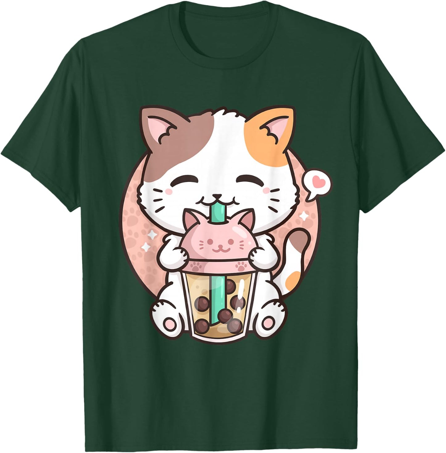 Boba Tea Cat Bubble Tea Cat Milk Tea Kawaii Anime Cat T-Shirt - T-Shirt | Forest