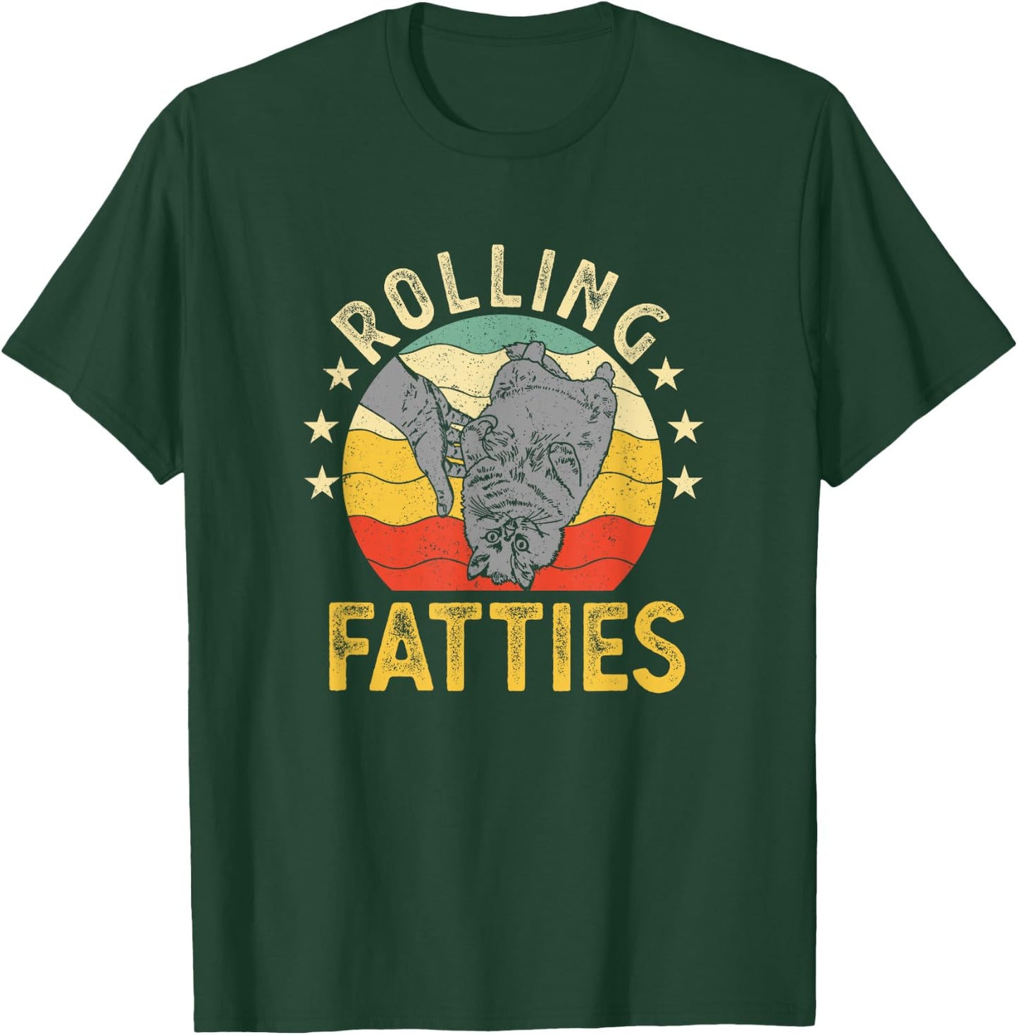 Vintage Rolling Fatties Cat Retro Kitty Kitten Meow Lover Women T-Shirt - T-Shirt | Forest