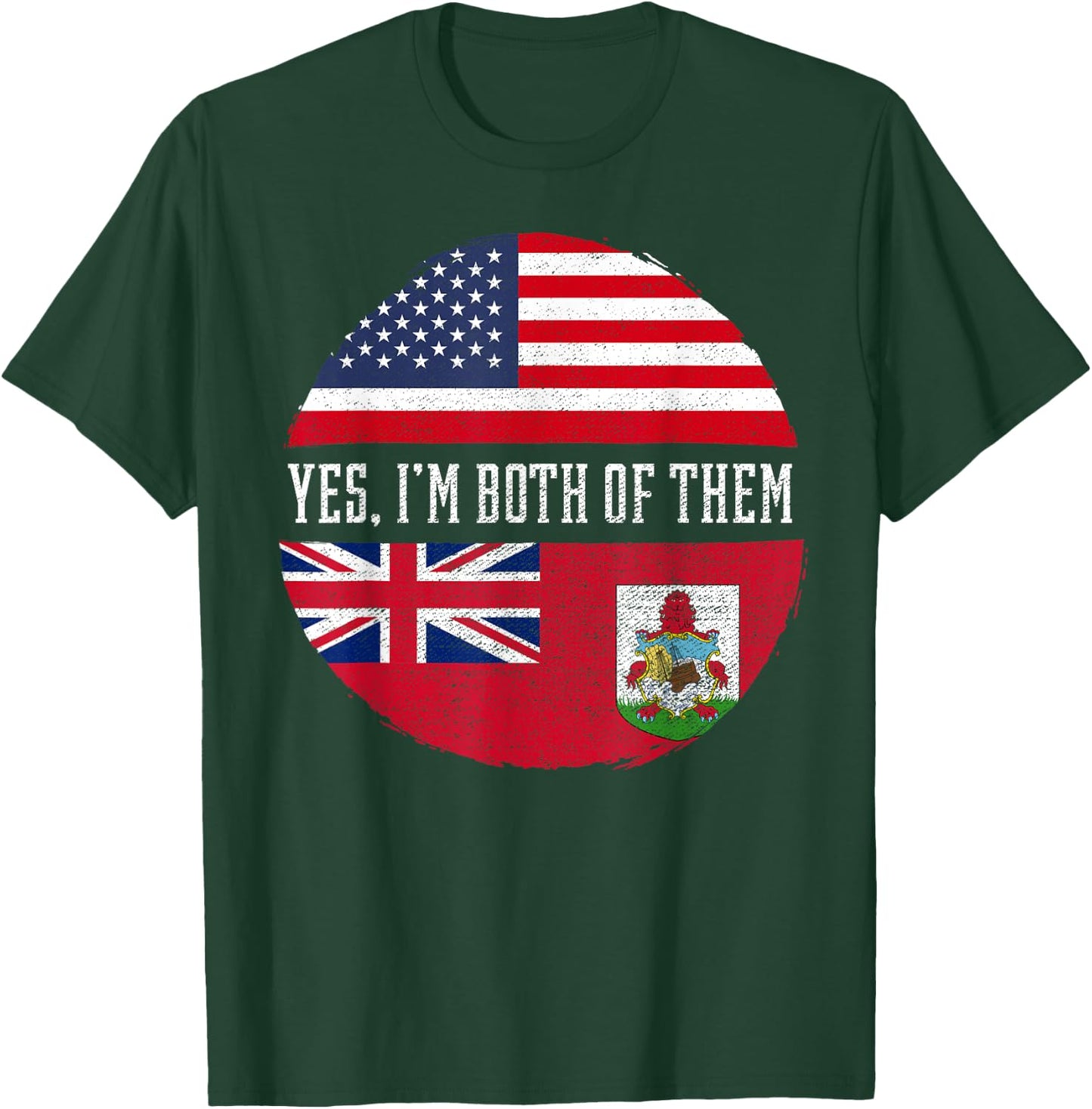 Half American Half Bermudian USA Flag Bermuda Heritage DNA T-Shirt - T-Shirt | Forest