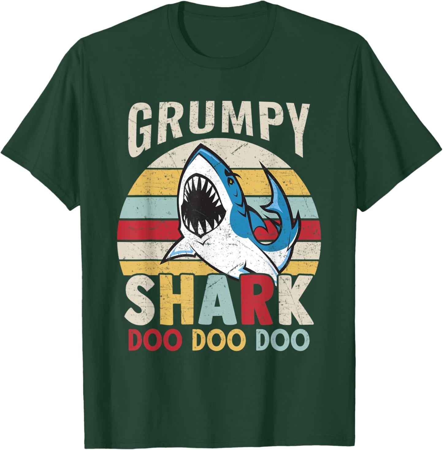 FAMILY 365 Fathers Day Funny Grumpy Shark Grandpa Gift Men T-Shirt - T-Shirt | Forest