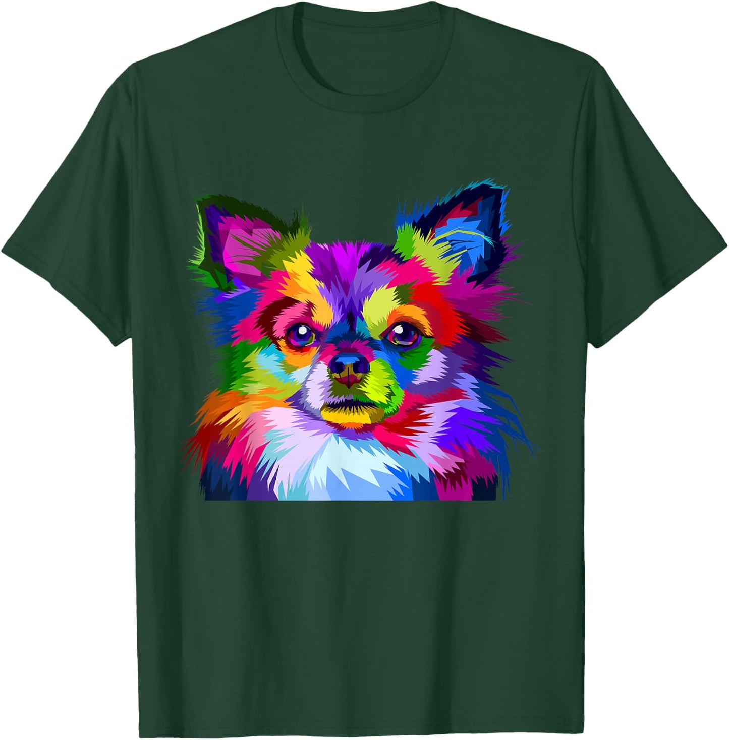 Long Hair Chihuahua Pop Art Portrait Art for Dog Owners T-Shirt - T-Shirt | Forest