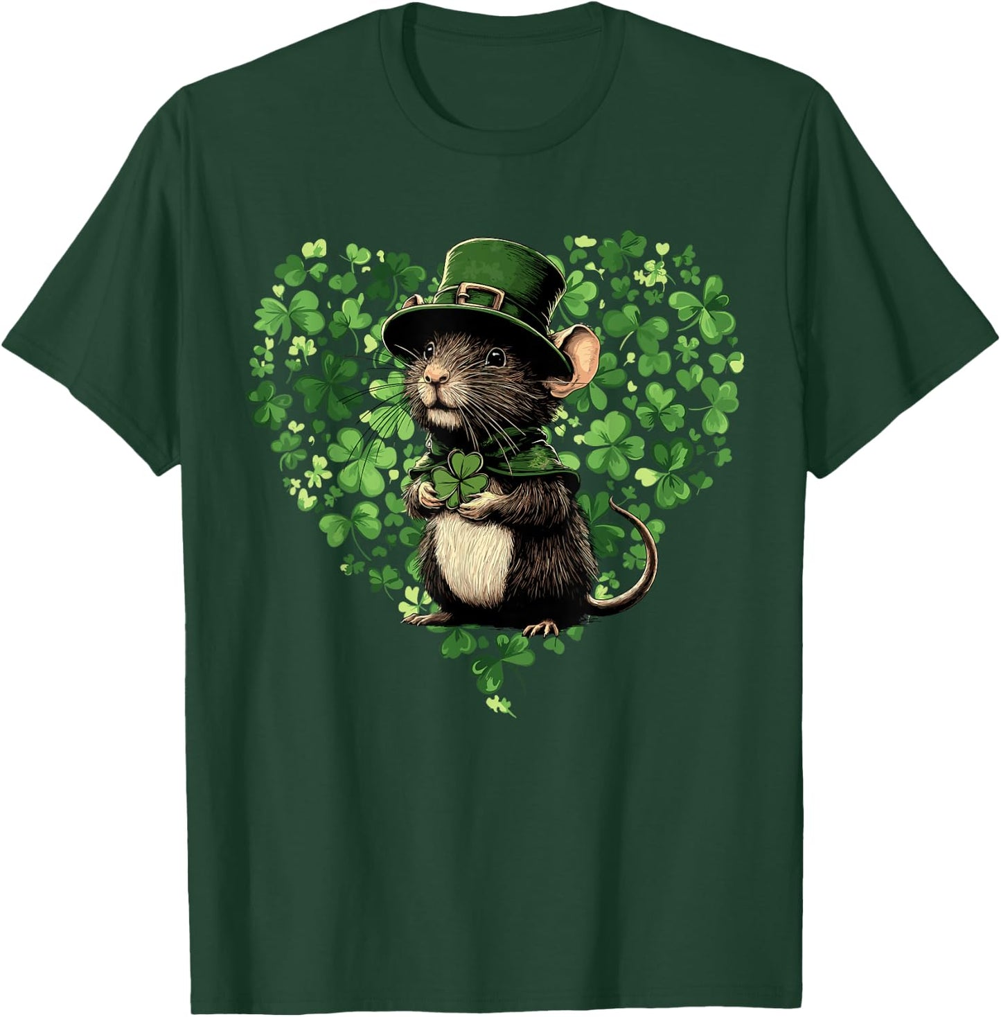 Funny St. Patrick’s Day Rat Lovers Lucky Shamrock Irish T-Shirt - T-Shirt | Forest