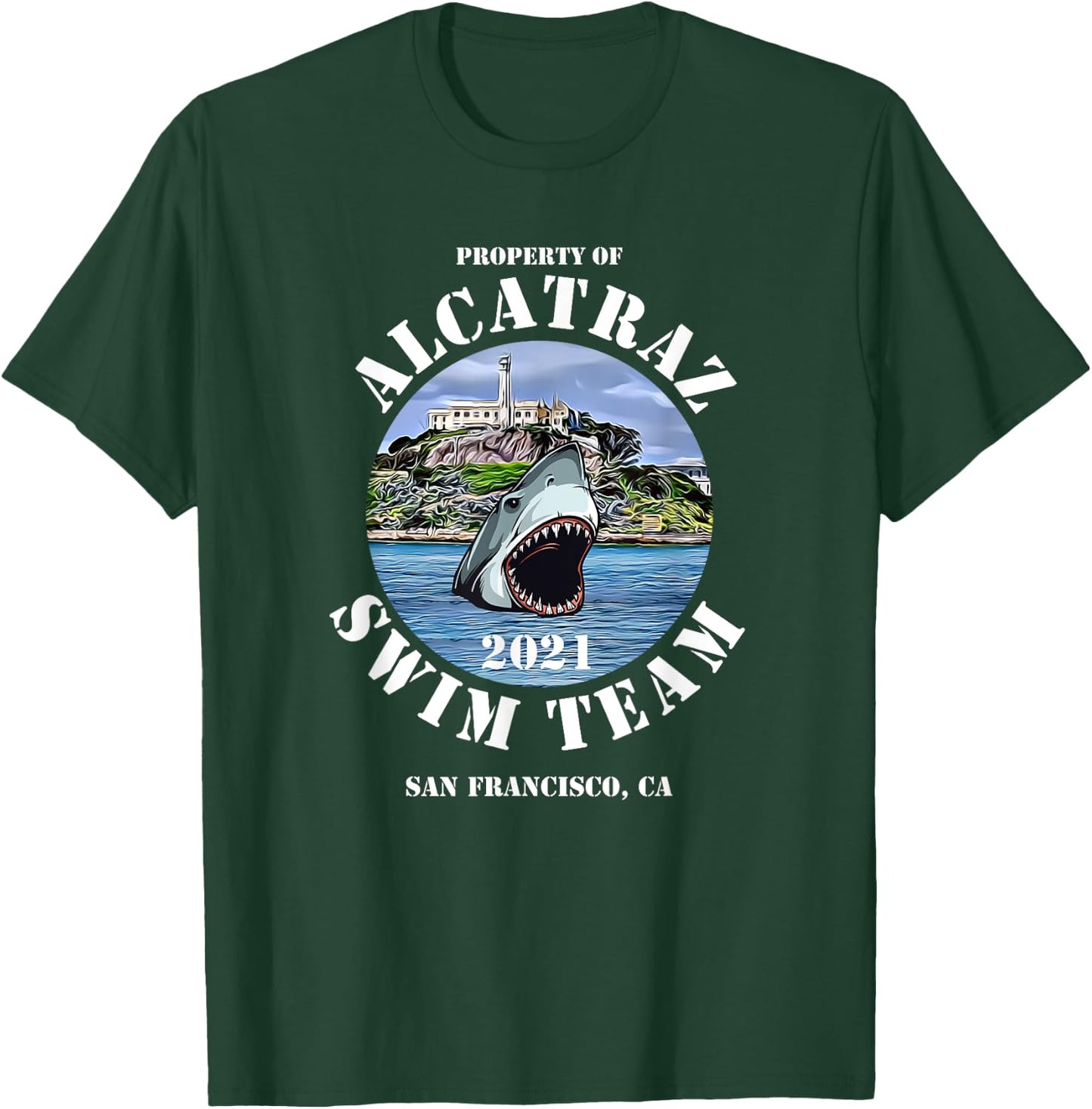 Alcatraz Island Escape Swim Team Shark 2021 Apparel T-Shirt - T-Shirt | Forest