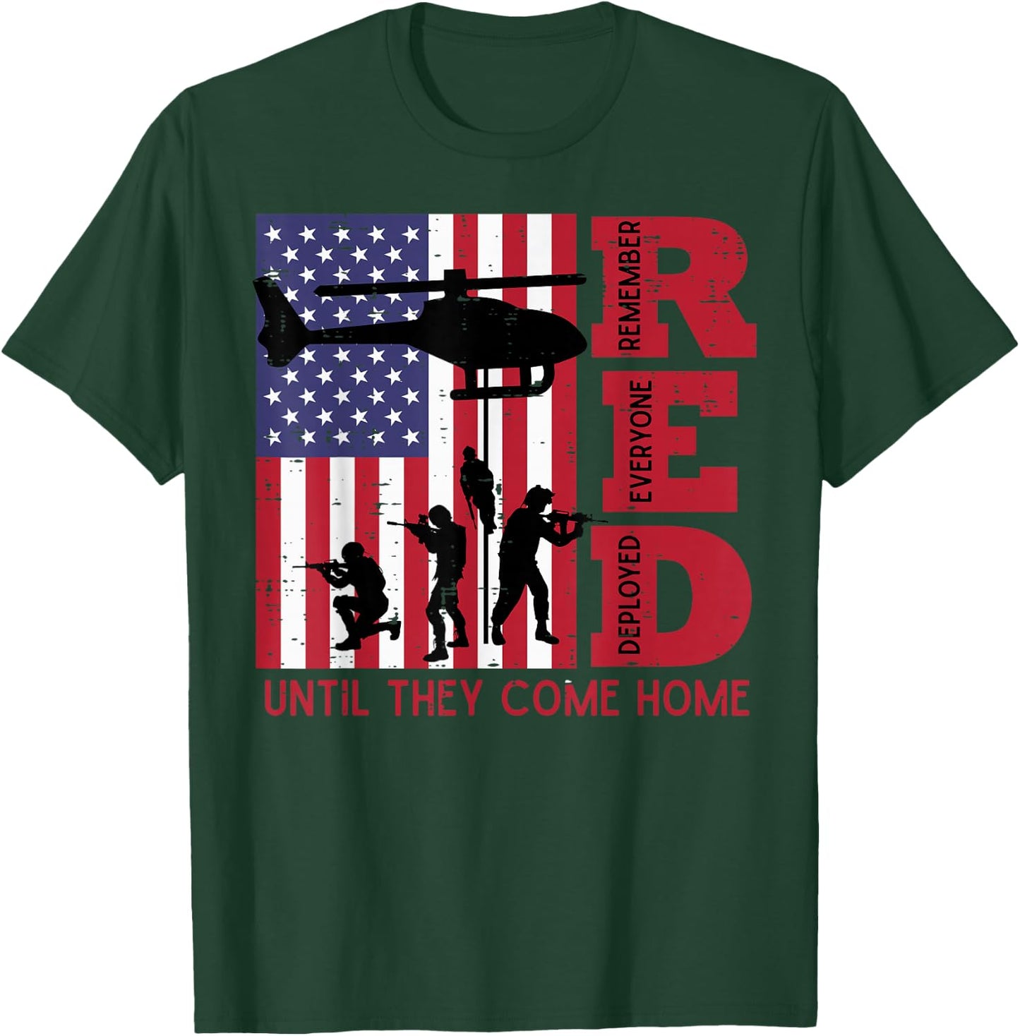 RED Remember Everyone Deployed Flag Helicopter Memorial Day T-Shirt - T-Shirt | Forest