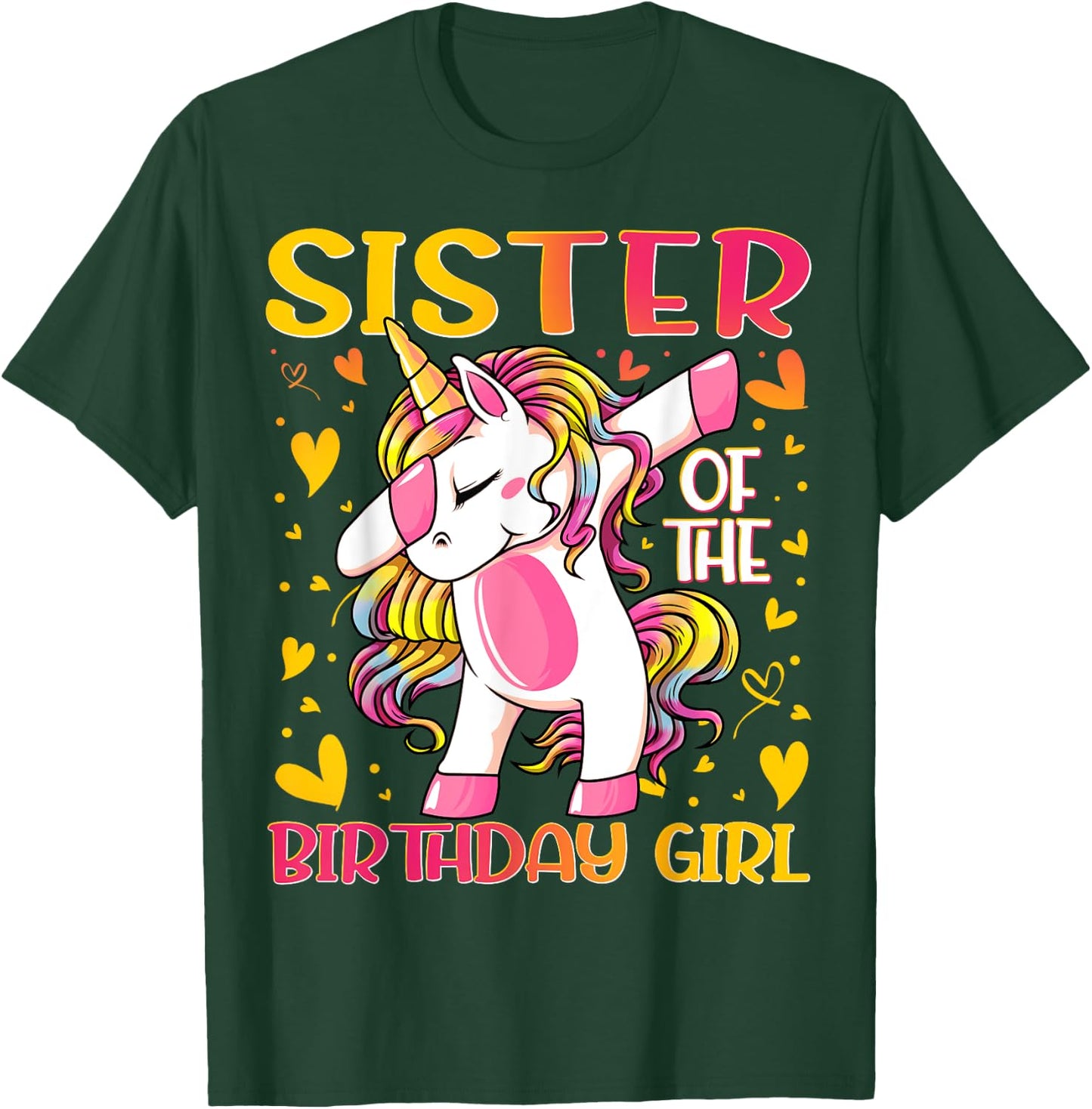 Sister of the Birthday Girl Dabbing Unicorn Sister Gifts T-Shirt - T-Shirt | Forest