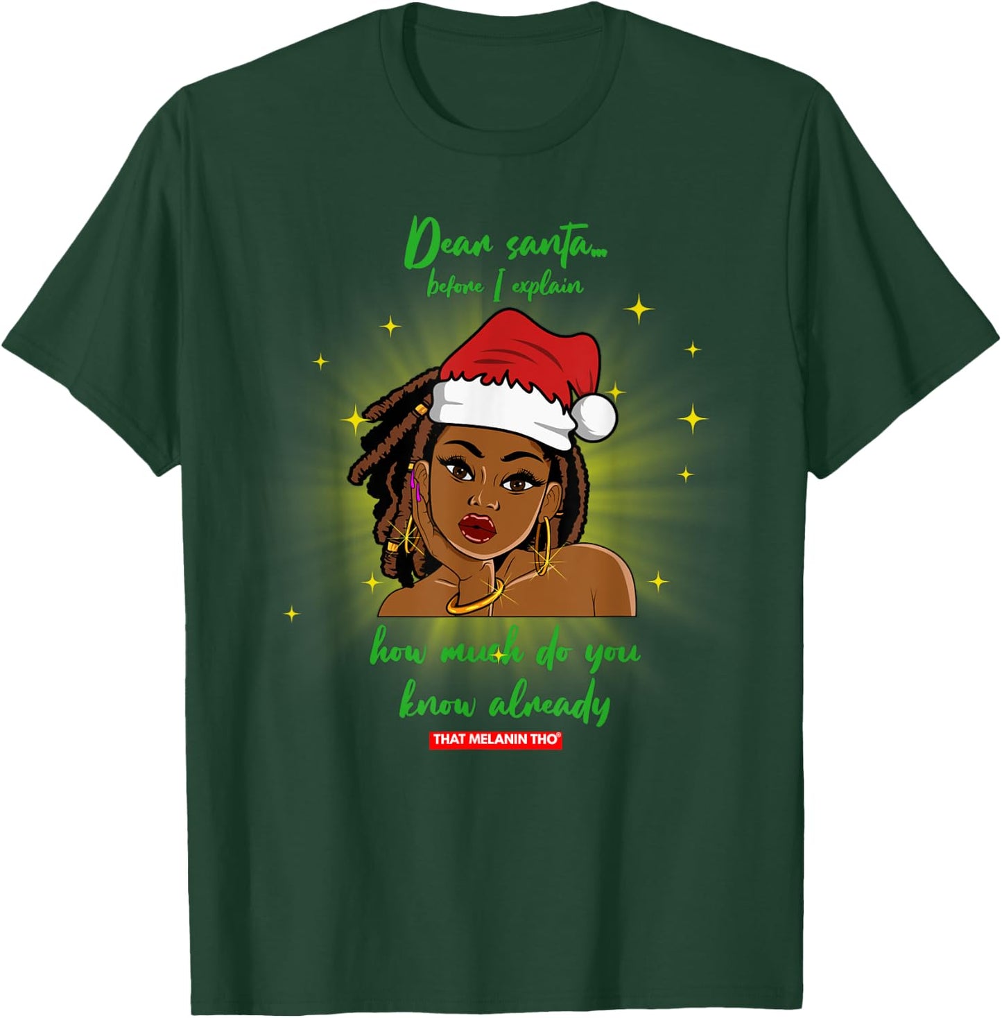 Dear Santa How Much Do You Know Black Mrs. Claus Christmas T-Shirt - T-Shirt | Forest
