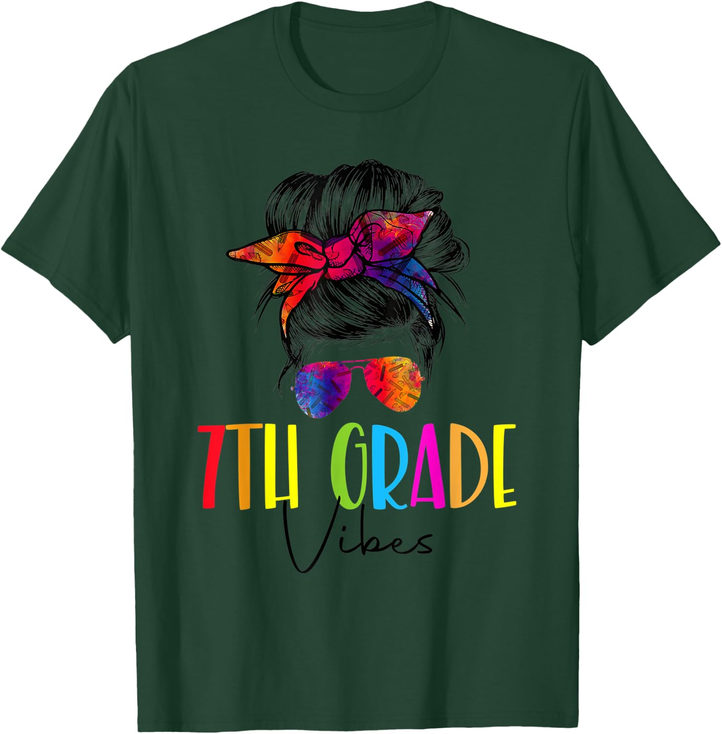 Back To School Seventh Grade Vibes First Day Teacher Tie Dye T-Shirt - T-Shirt | Forest