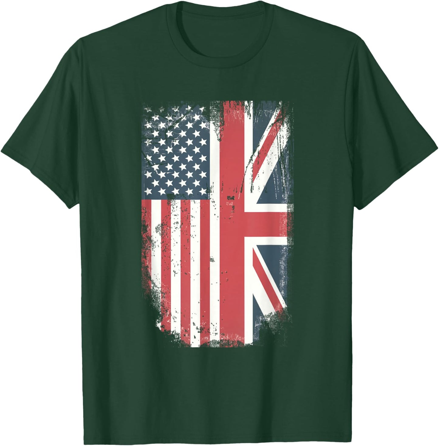 American Flag & British Flag USA UK Stars Stripes Union Jack T-Shirt - T-Shirt | Forest