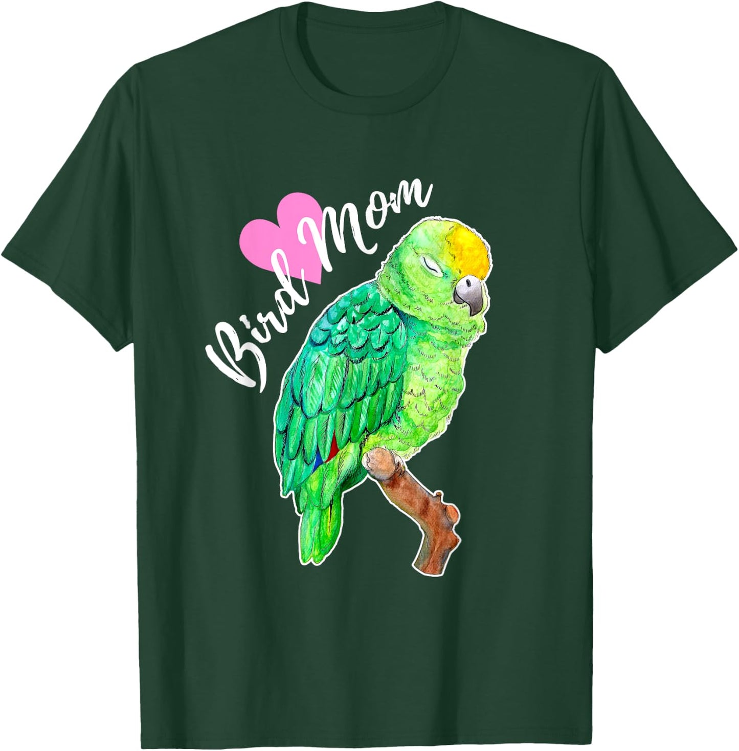 Amazon Parrot Lover Bird Mom Watercolor T-Shirt - T-Shirt | Forest