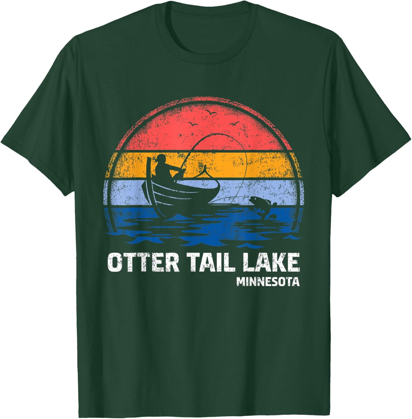 Vintage Retro Minnesota Otter Tail Lake Summer Fishing T-Shirt - T-Shirt | Forest