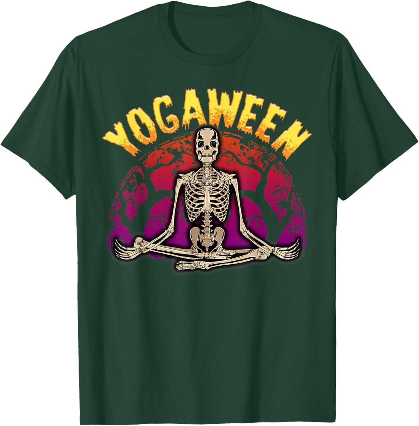 Funny Yogaween Scary Halloween Buddha Meditation Skeleton T-Shirt - T-Shirt | Forest