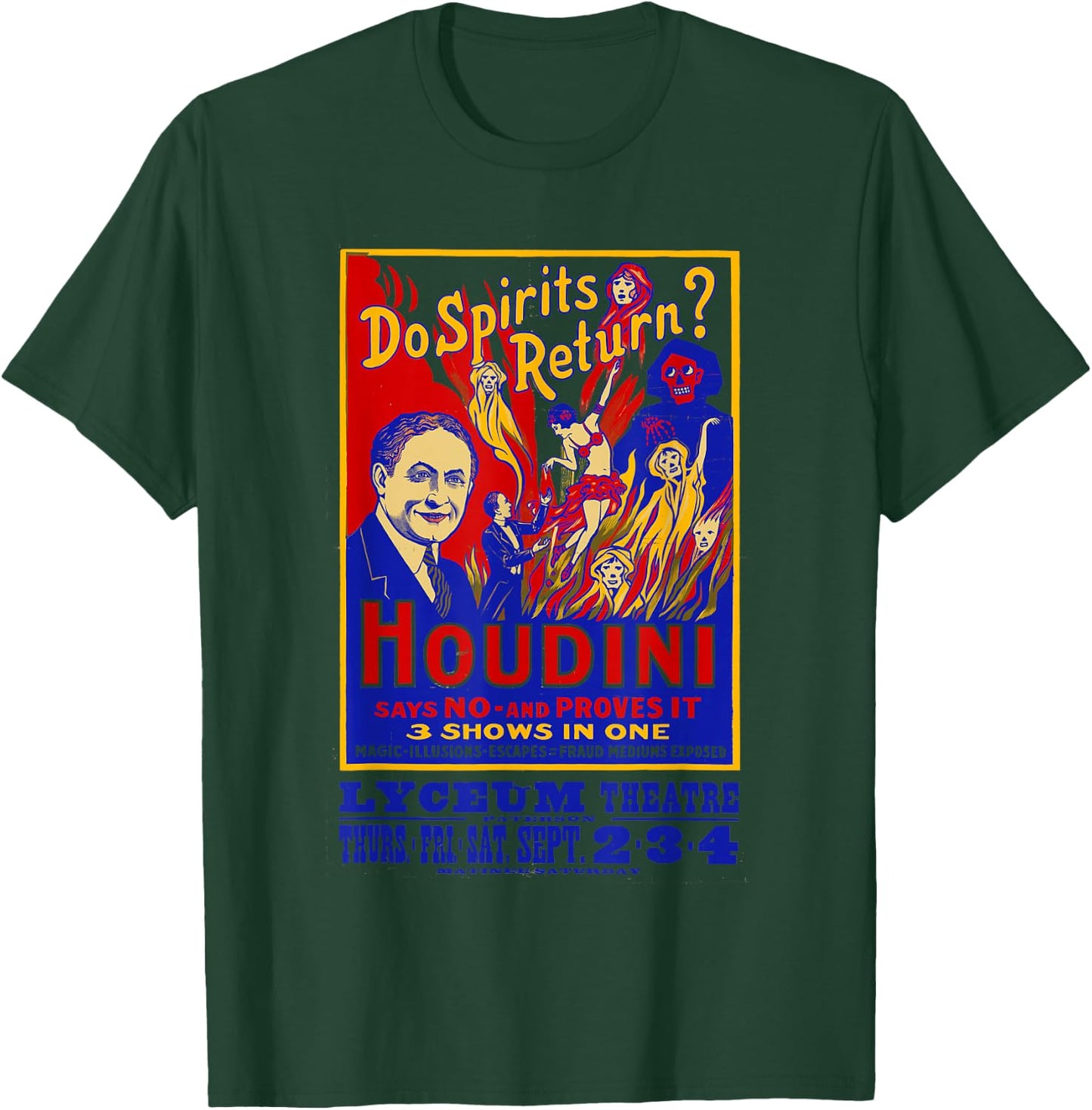 Vintage Houdini Magician Magic History Skeptical Atheist T-Shirt - T-Shirt | Forest