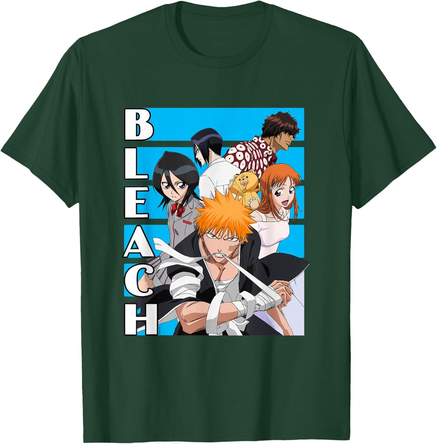 Bleach Characters with Blue Lines and Logo Anime T-Shirt - T-Shirt | Forest