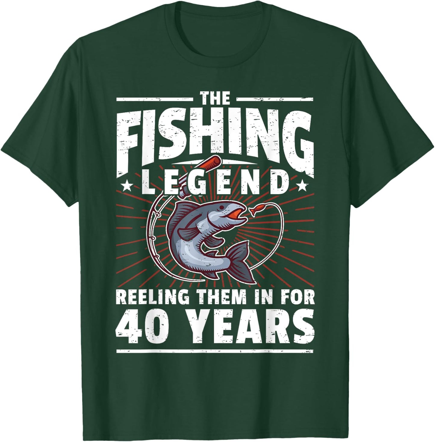 40th Birthday Fishing Legend - 40 Years Angler T-Shirt - T-Shirt | Forest
