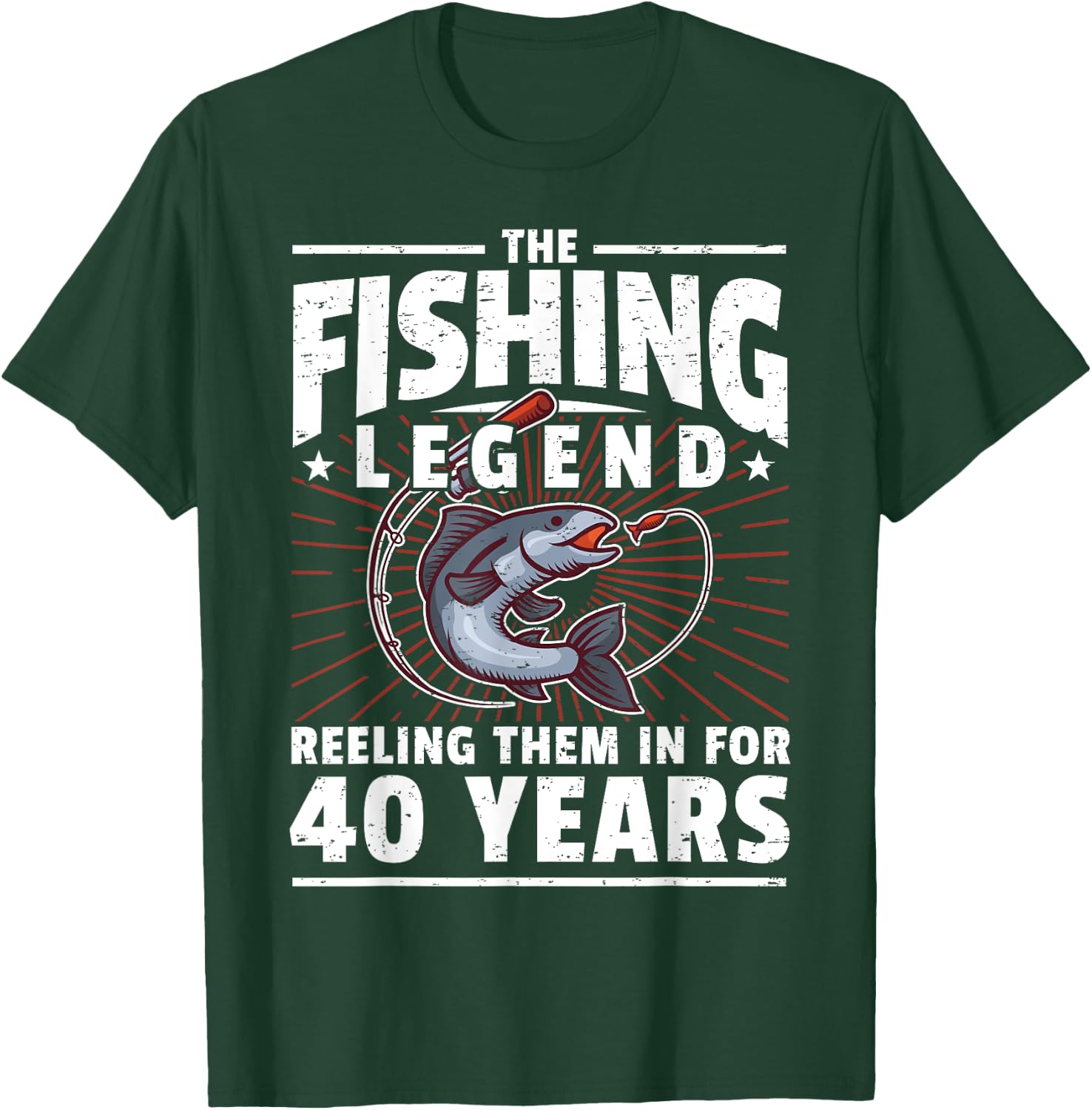 40th Birthday Fishing Legend - 40 Years Angler T-Shirt - T-Shirt | Forest