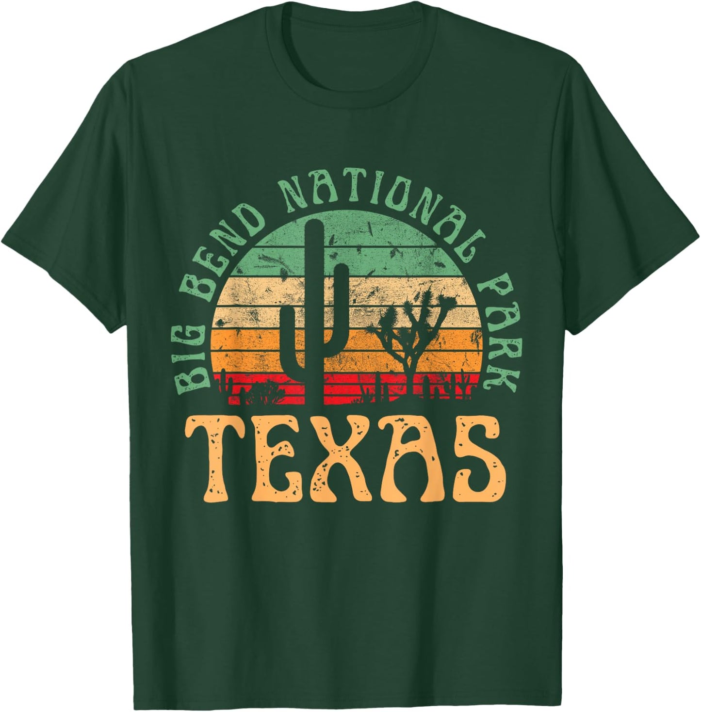 Big Bend National Park Texas Desert Hiking Retro Sunset T-Shirt - T-Shirt | Forest