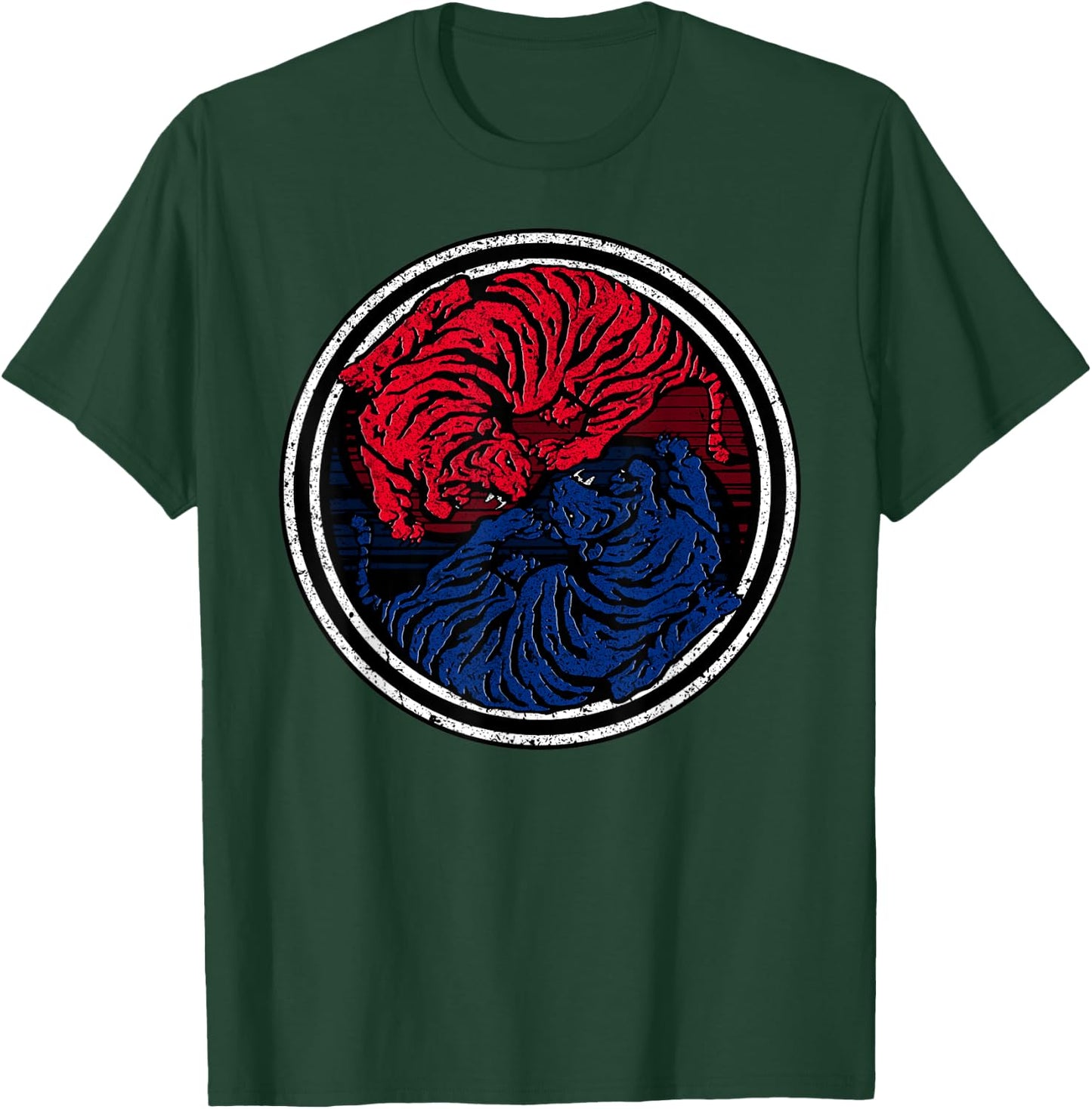Traditional Korean Flag Tiger Taekwondo T-Shirt - T-Shirt | Forest