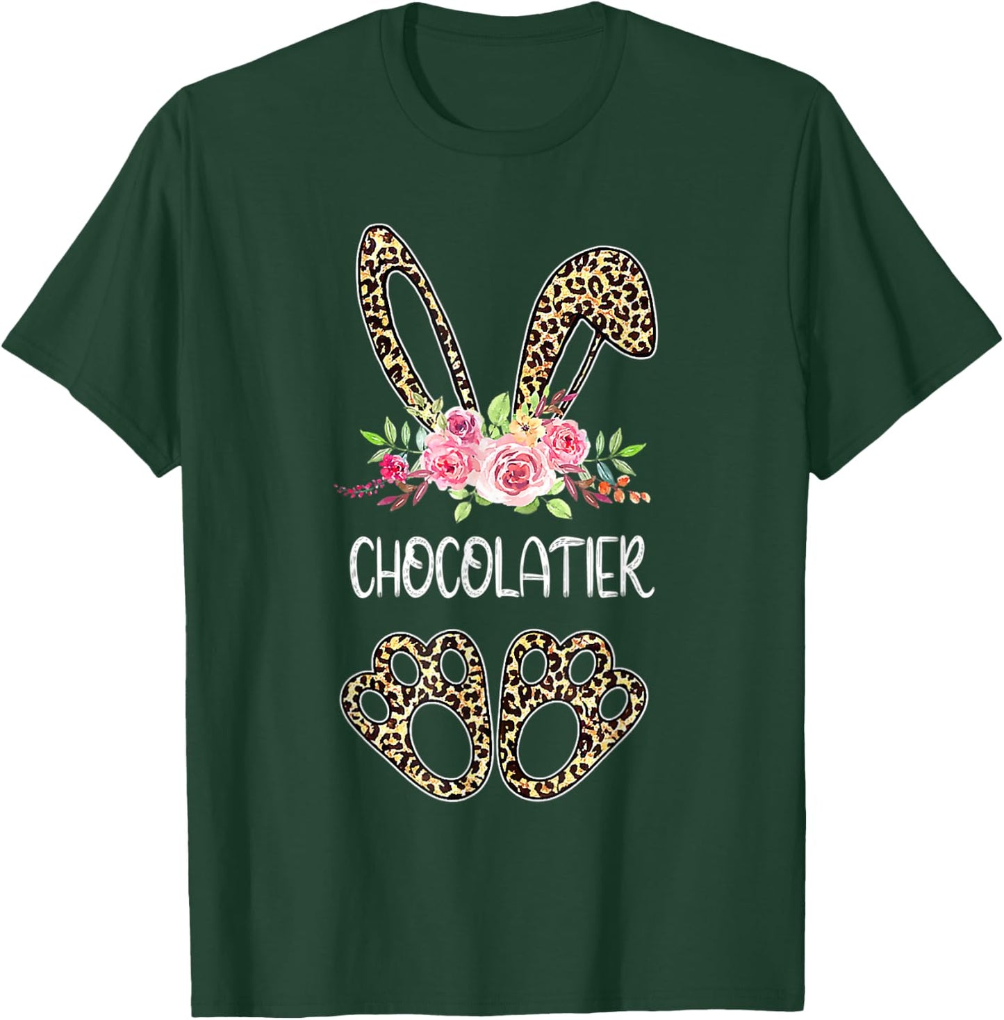 Chocolatier Bunny Leopard Flowers Easter 2022 T-Shirt - T-Shirt | Forest