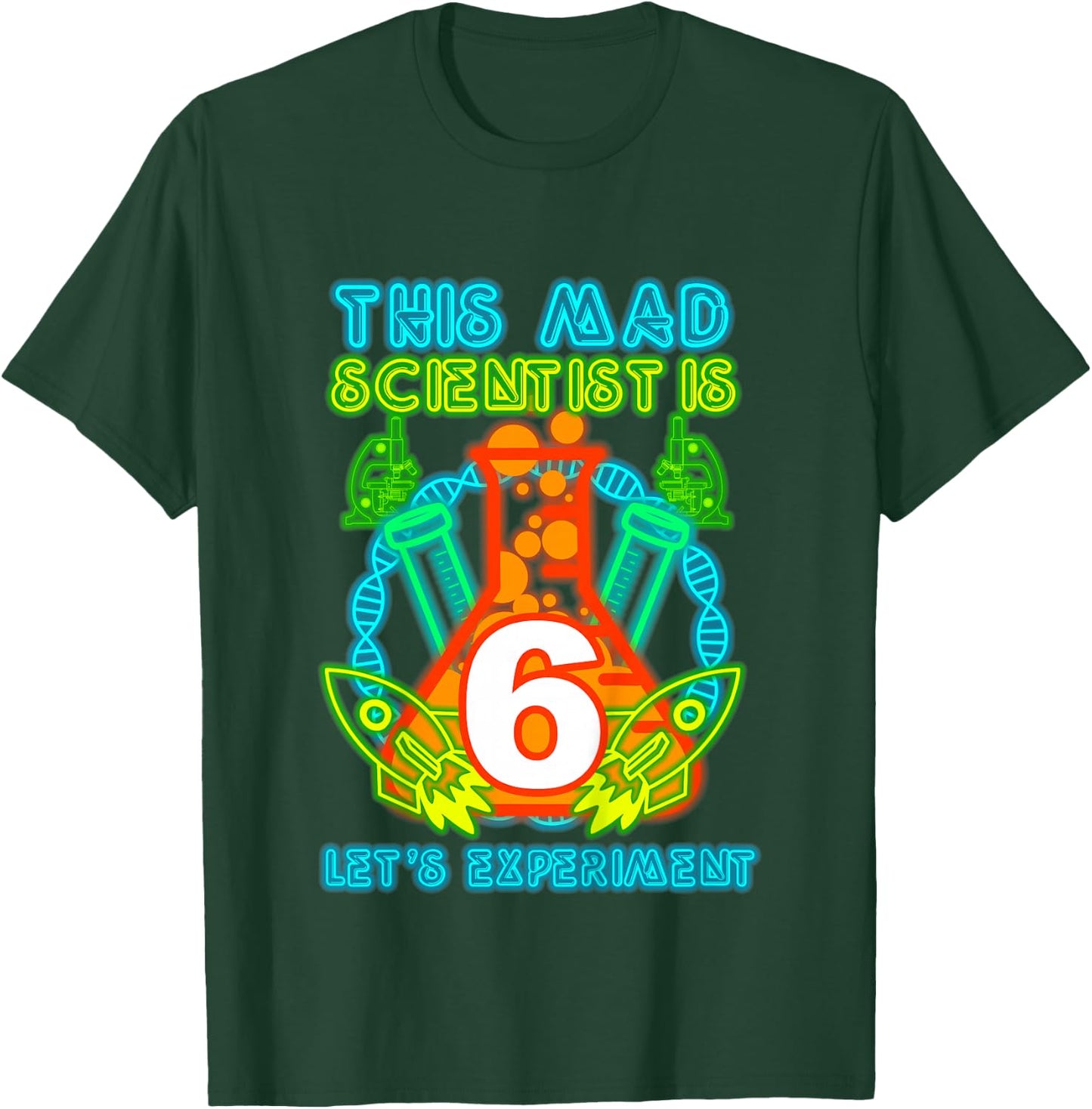 This Mad Scientist is 6 Science Theme Party Boy Birthday T-Shirt - T-Shirt | Forest