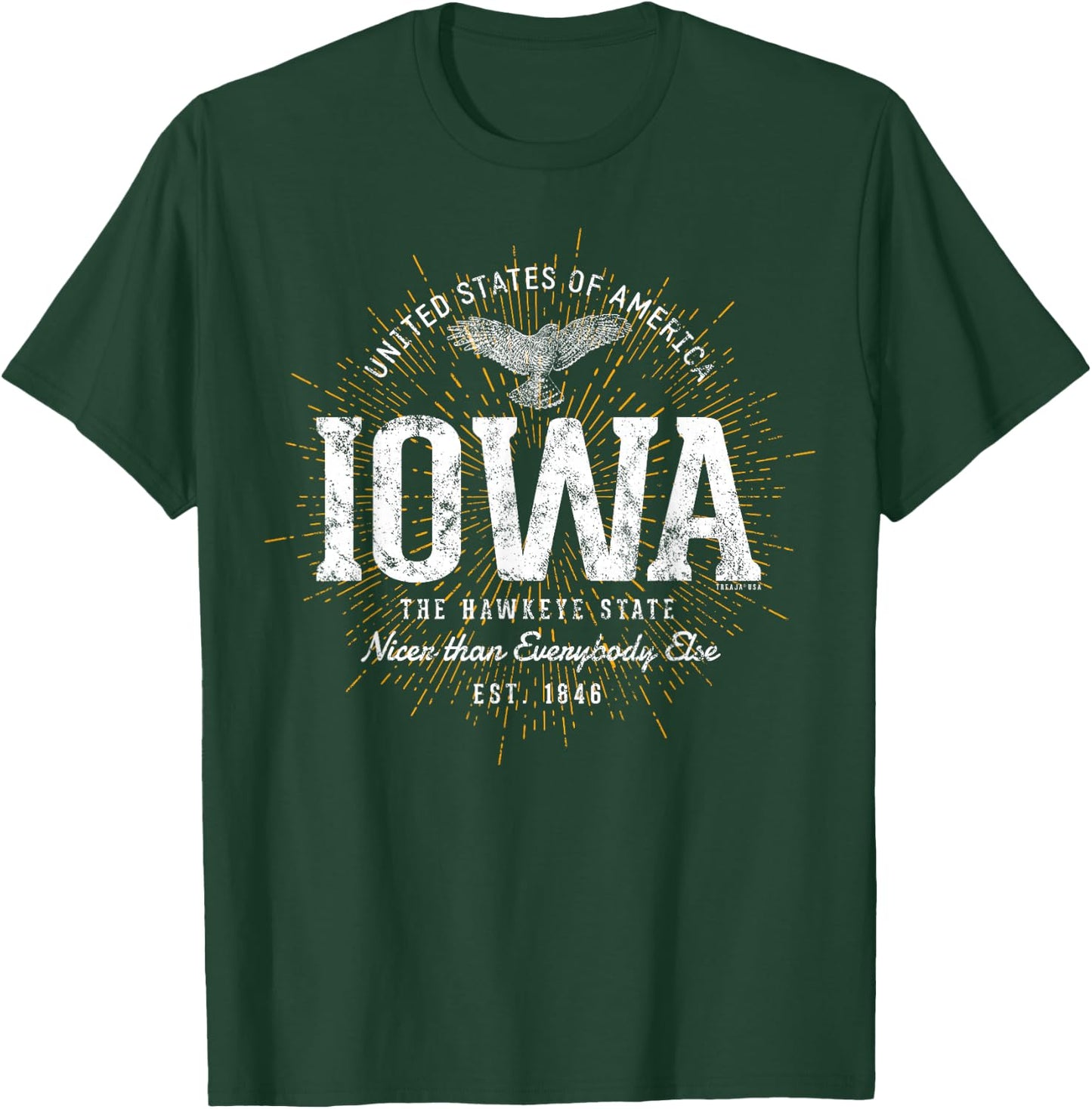 Vintage State of Iowa Retro T-Shirt - T-Shirt | Forest