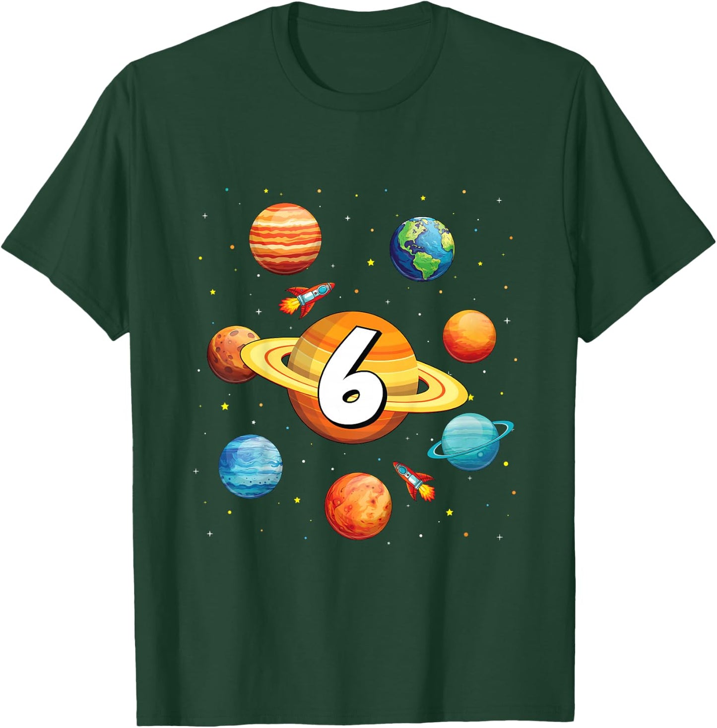 Kids 6 Year Old Shirt Boys Kids Space Solar Planets 6th Birthday T-Shirt - T-Shirt | Forest