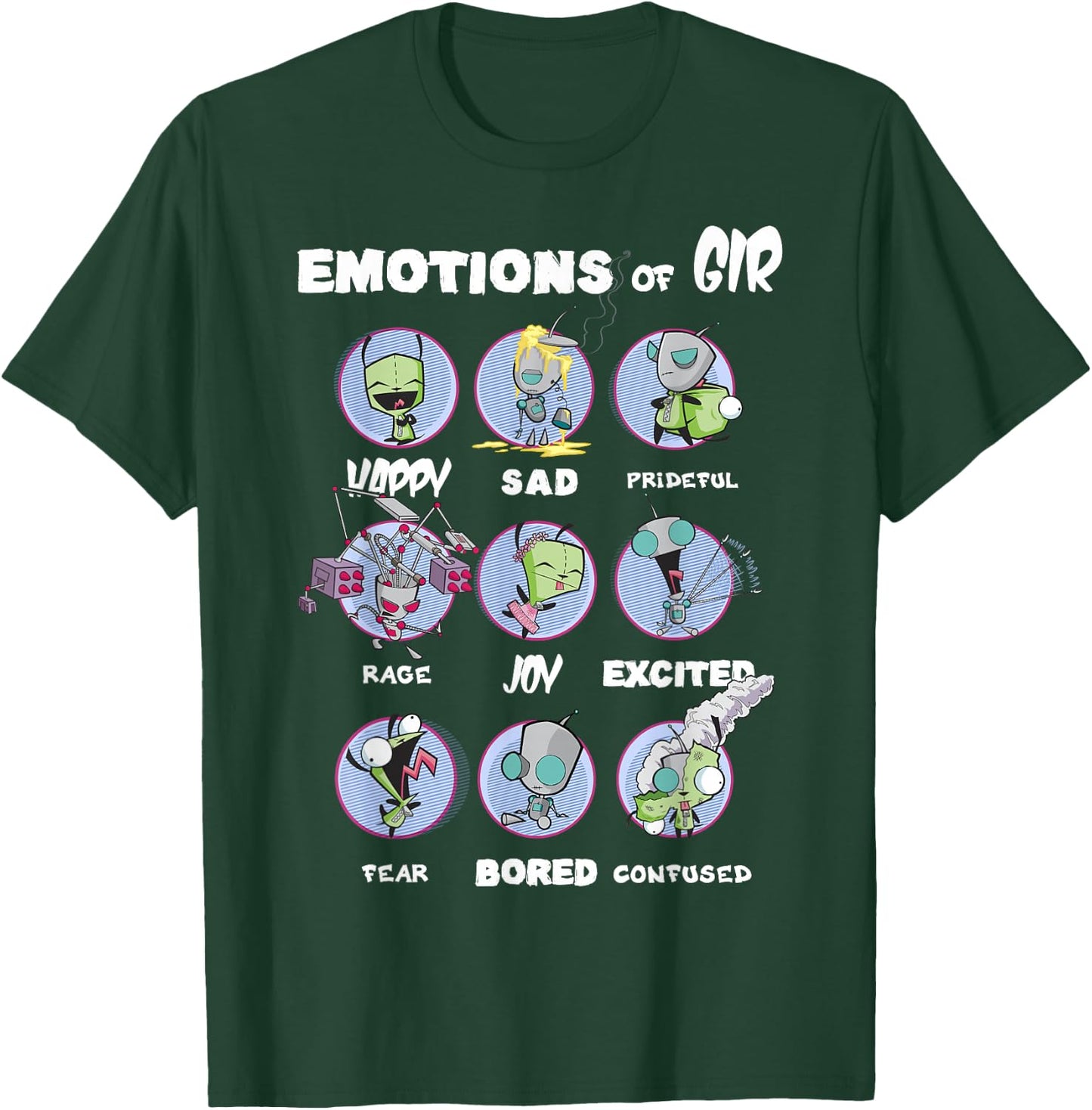 Invader Zim Emotions Of Gir Circle Portraits T-Shirt - T-Shirt | Forest