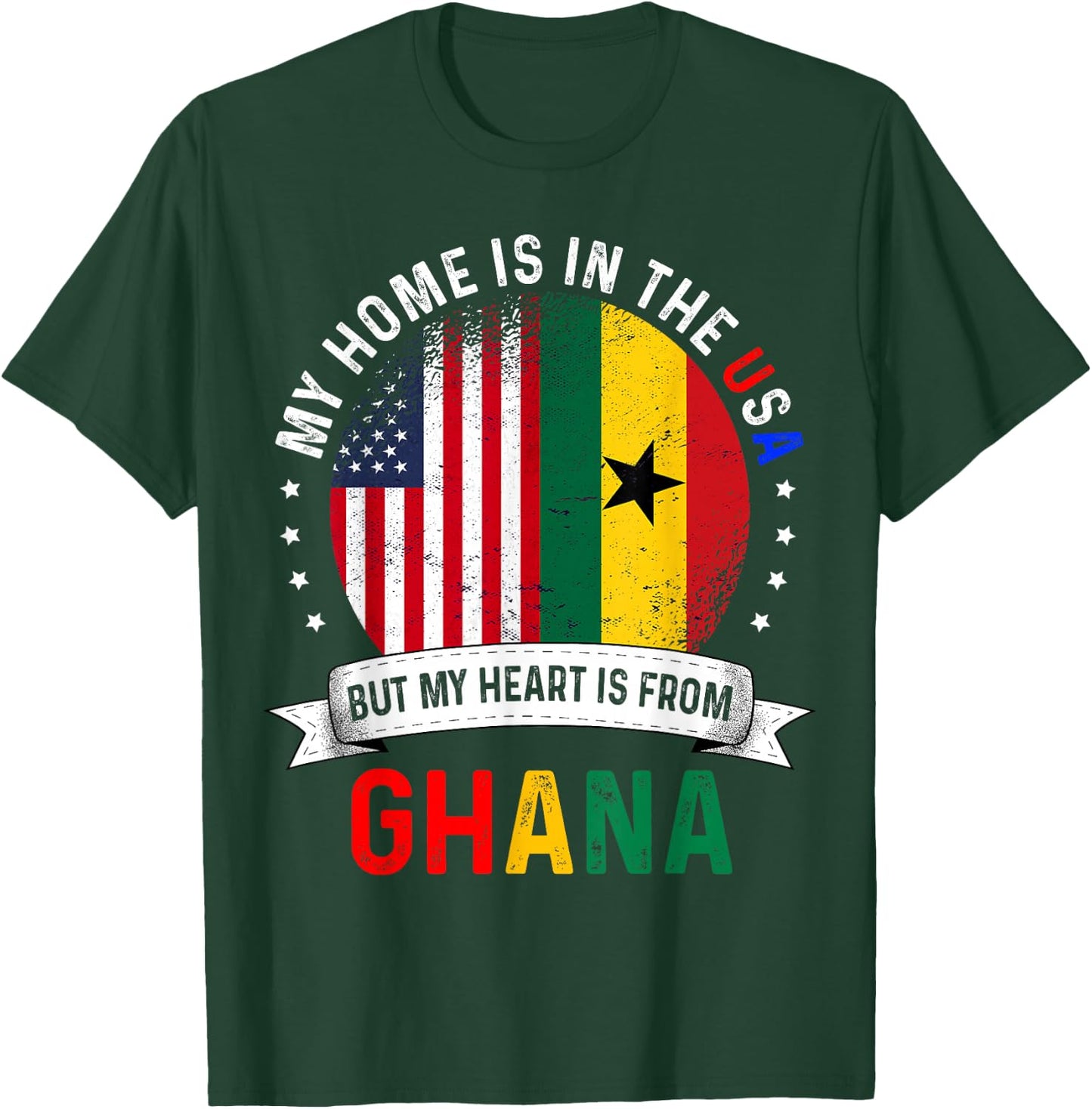Ghanaian American Patriot Heart is from Ghana Flag T-Shirt - T-Shirt | Forest