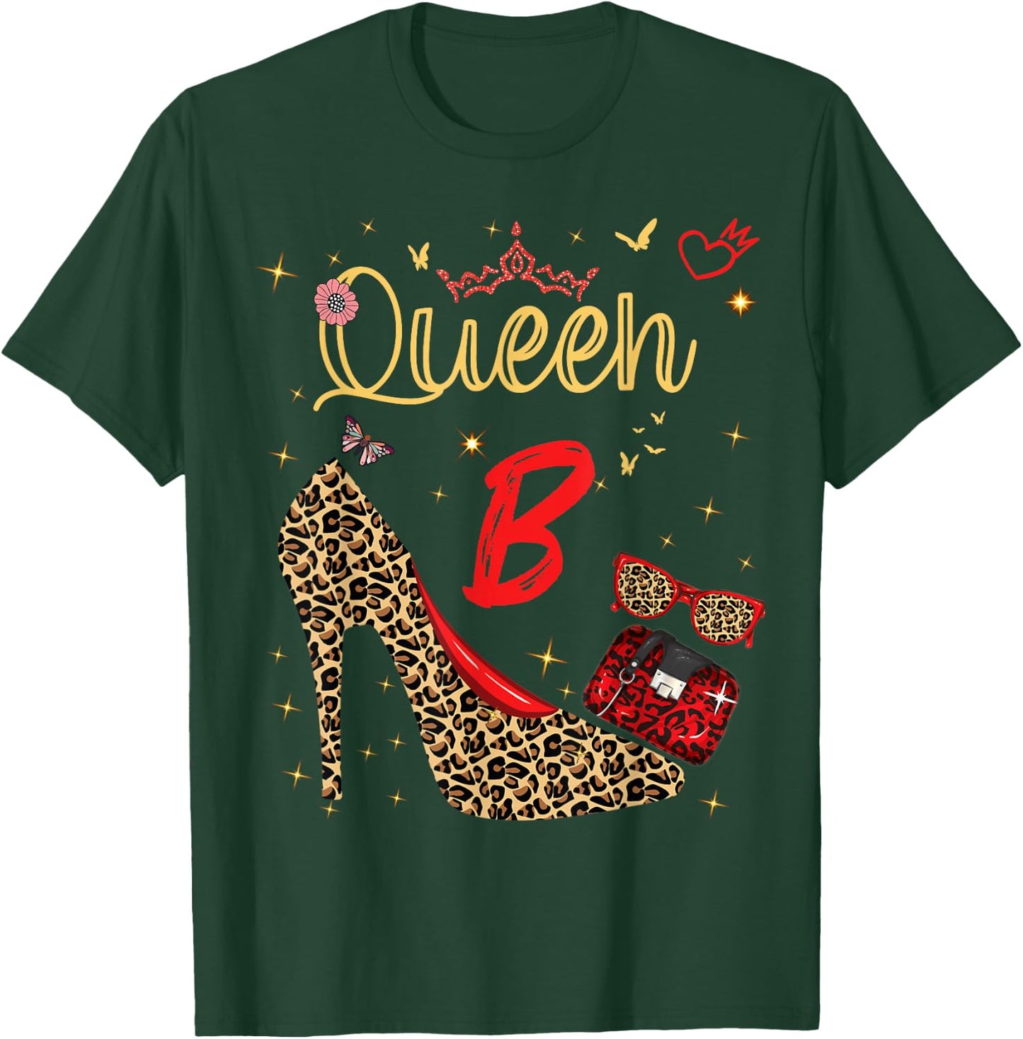 Queen Letter B Initial Name Leopard Heel Letter b Alphapet T-Shirt - T-Shirt | Forest