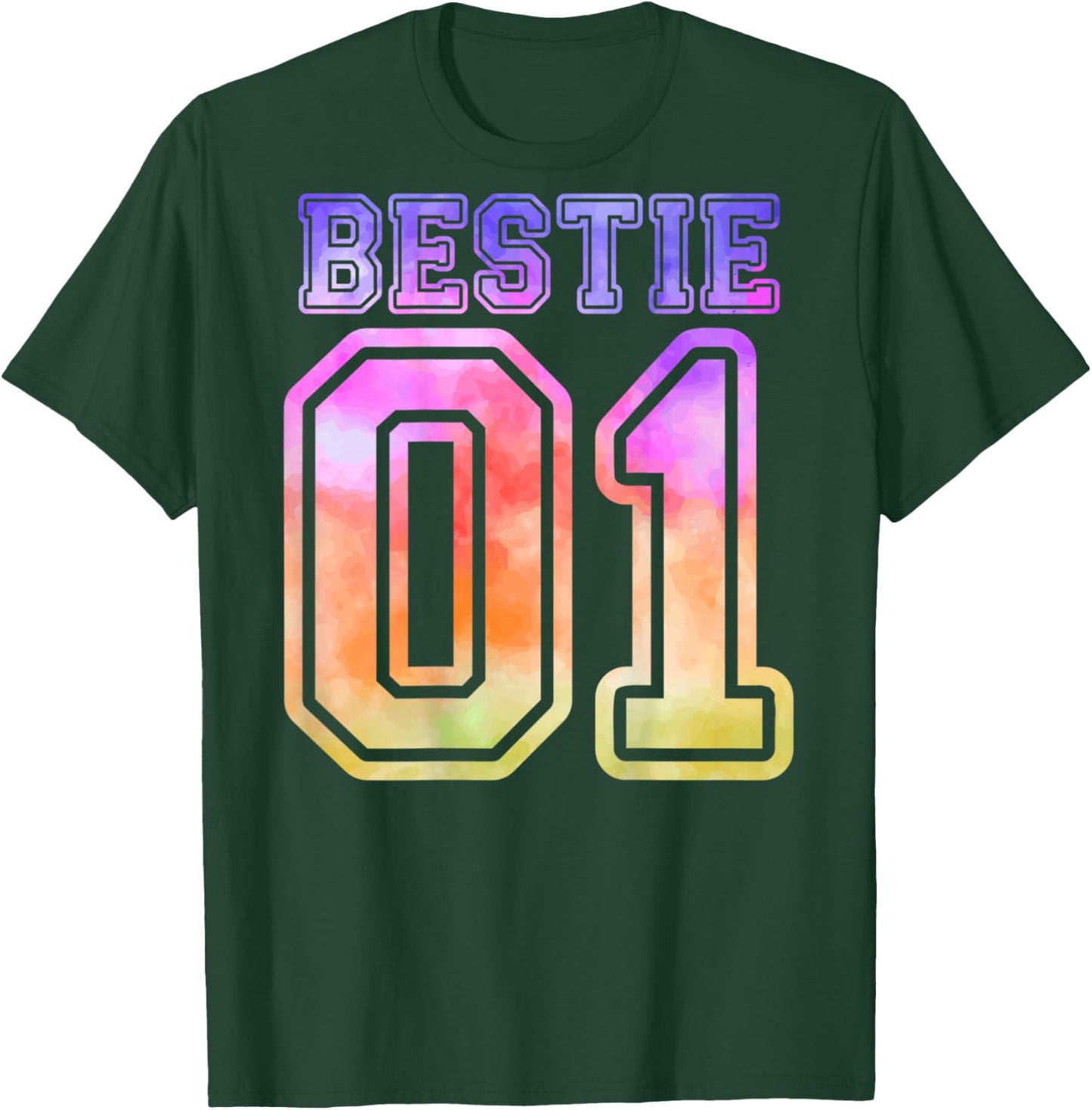 BFF 01 Best Friend Bestie Matching Tie Dye for 2 (On Back) T-Shirt - T-Shirt | Forest